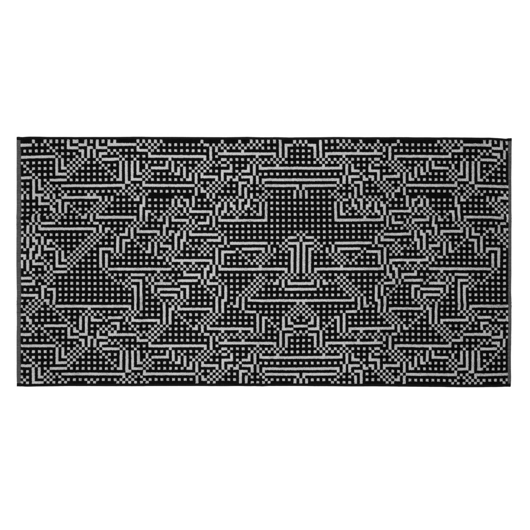 ROUTE - Black & White Towel - Bitmap Collection - 70x140 cm | Cristian Zuzunaga