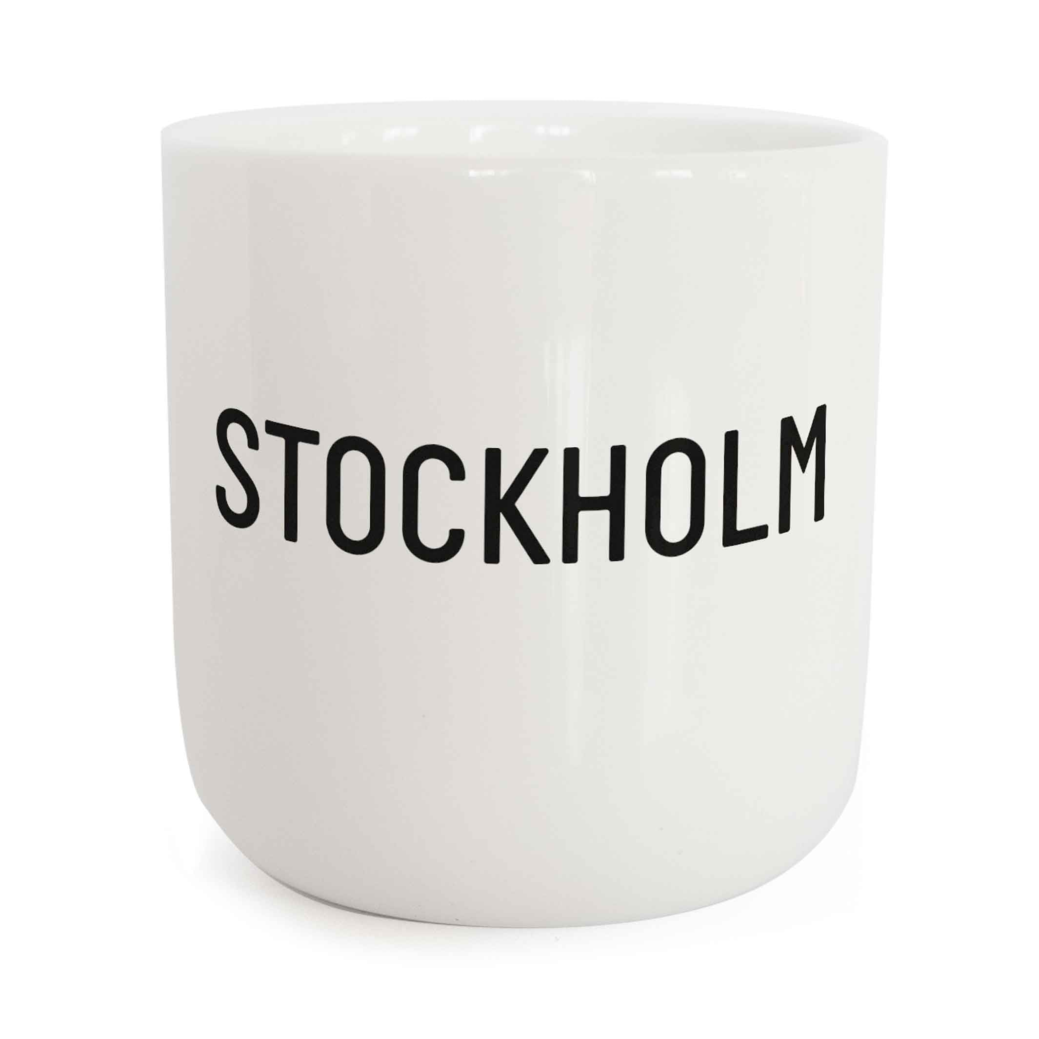 STOCKHOLM | white coffee & tea MUG with black typo | City Collection | PLTY