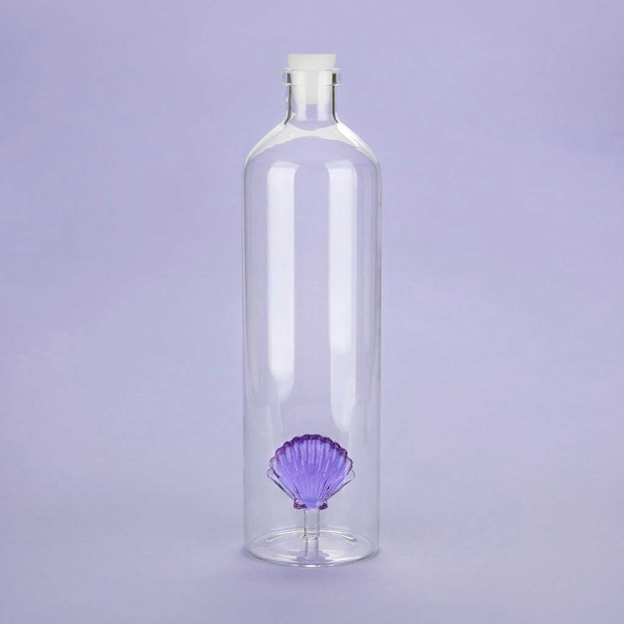 ATLANTIS - GLASS BOTTLE with lilac shell - 1.2 liter with silicone stopper | BALVI