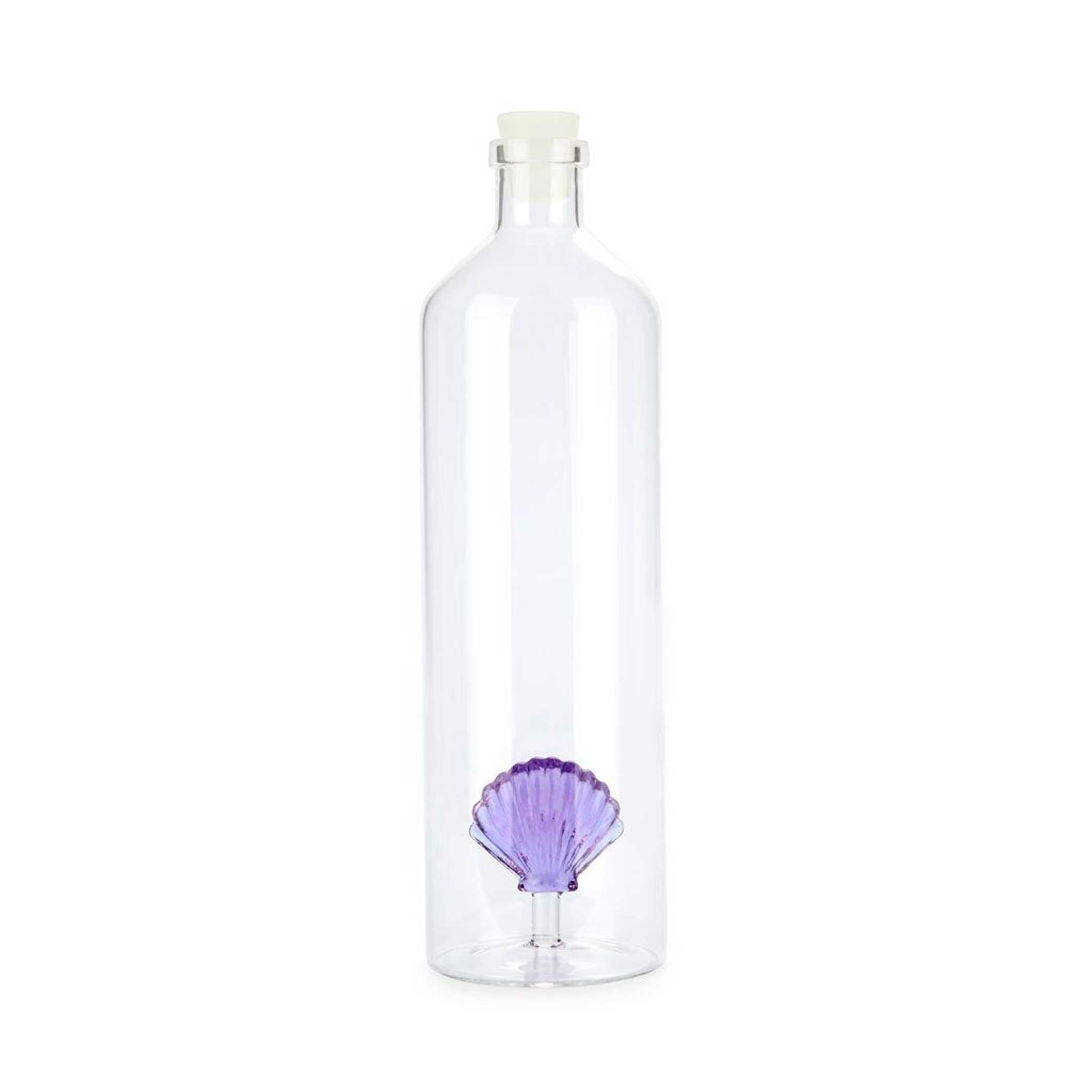 ATLANTIS - GLASS BOTTLE with lilac shell - 1.2 liter with silicone stopper | BALVI