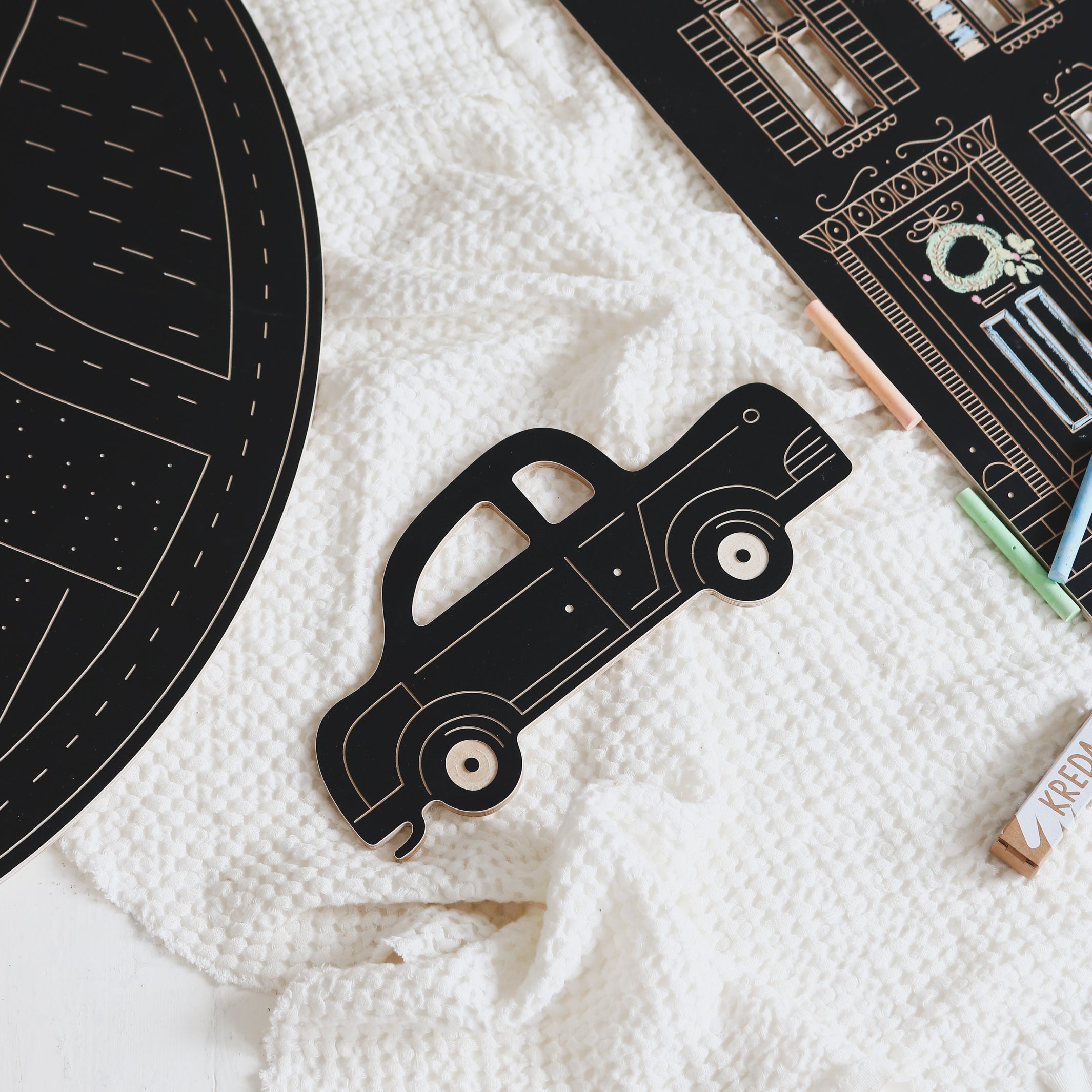 SATURN RETRO CAR - Kreidetafel aus Holz - Auto | milin