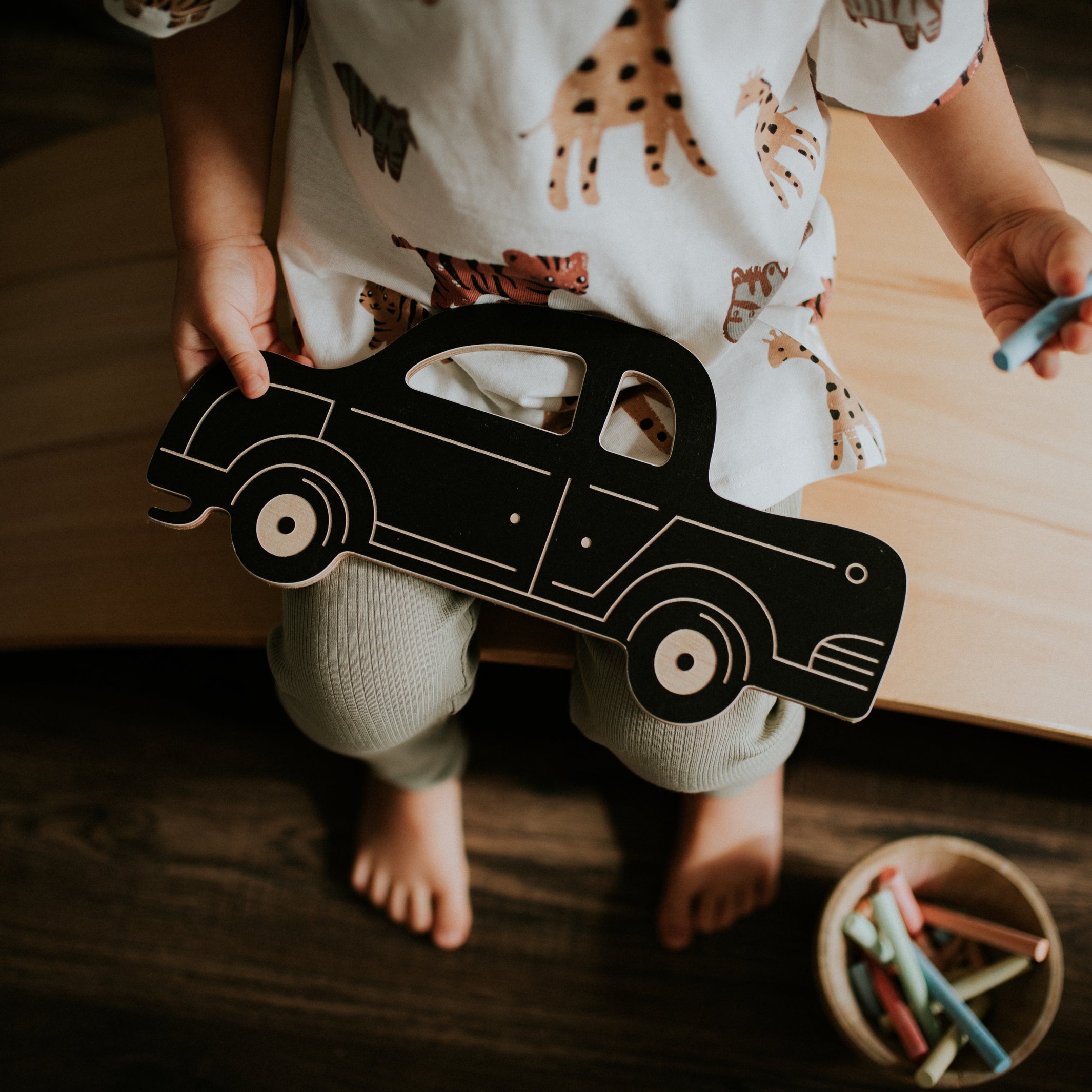 SATURN RETRO CAR - Kreidetafel aus Holz - Auto | milin