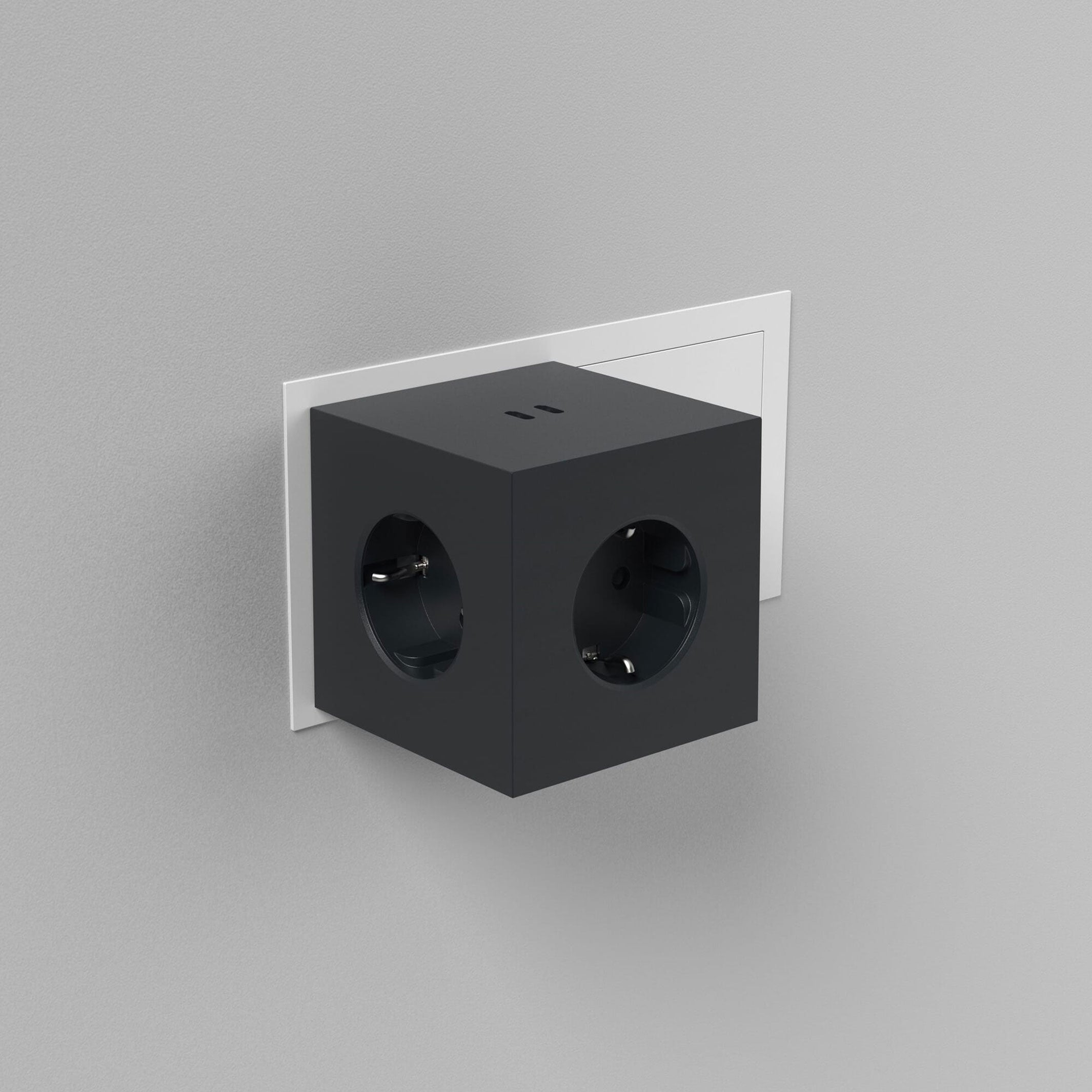 SQUARE 2 - 3-way multiple socket outlet - black cube - 2x USB-C 30W | Avolt