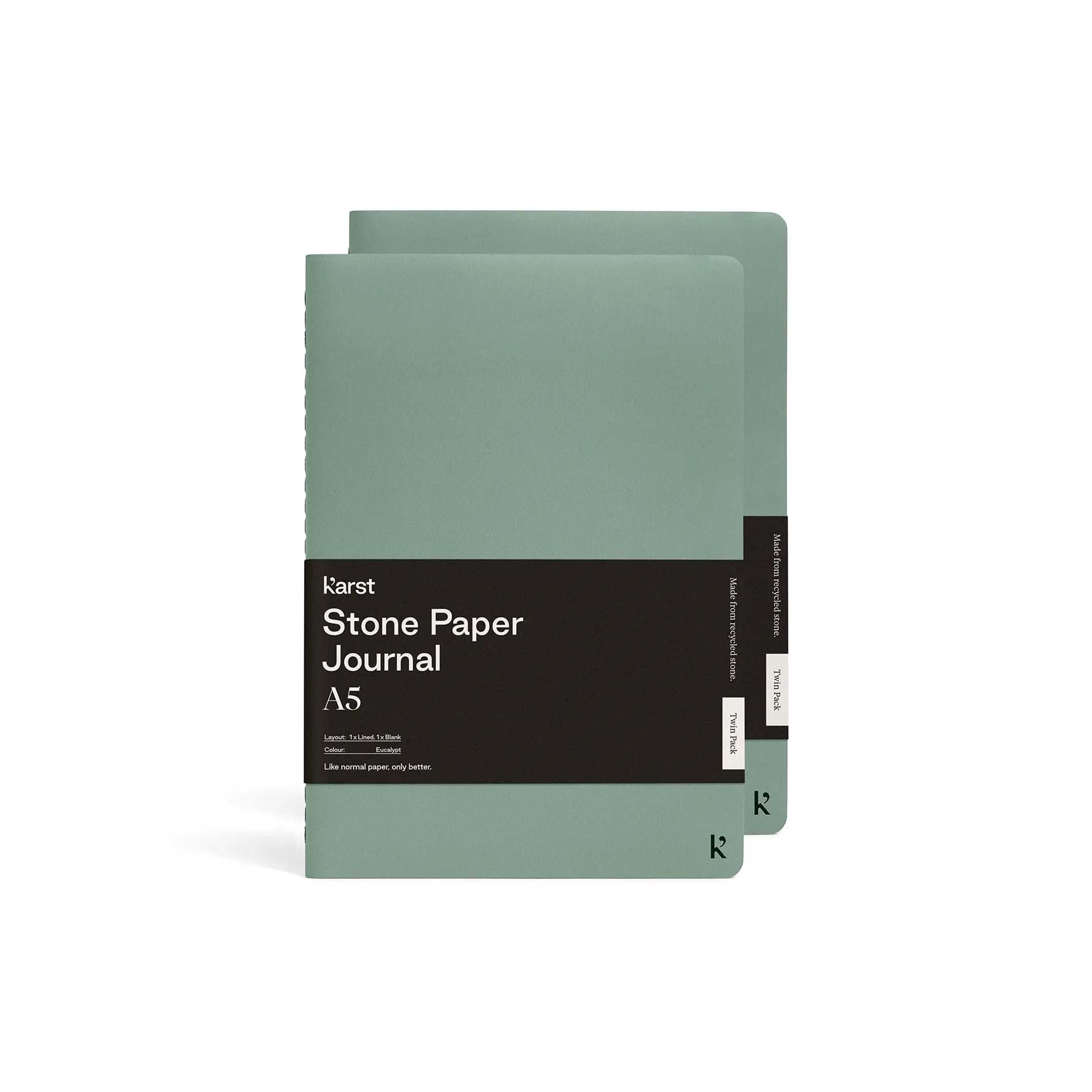 Softcover JOURNALS | Twin Pack  | A5 lined & blank | Karst Stone Paper