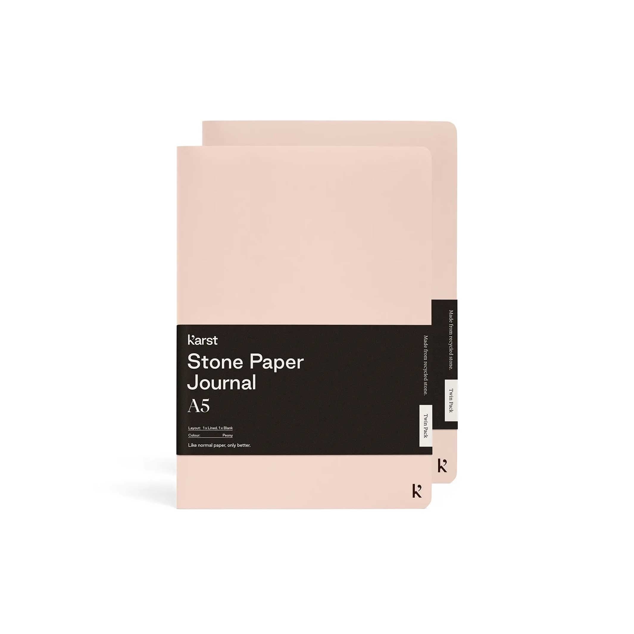 Softcover JOURNALS | Twin Pack  | A5 lined & blank | Karst Stone Paper