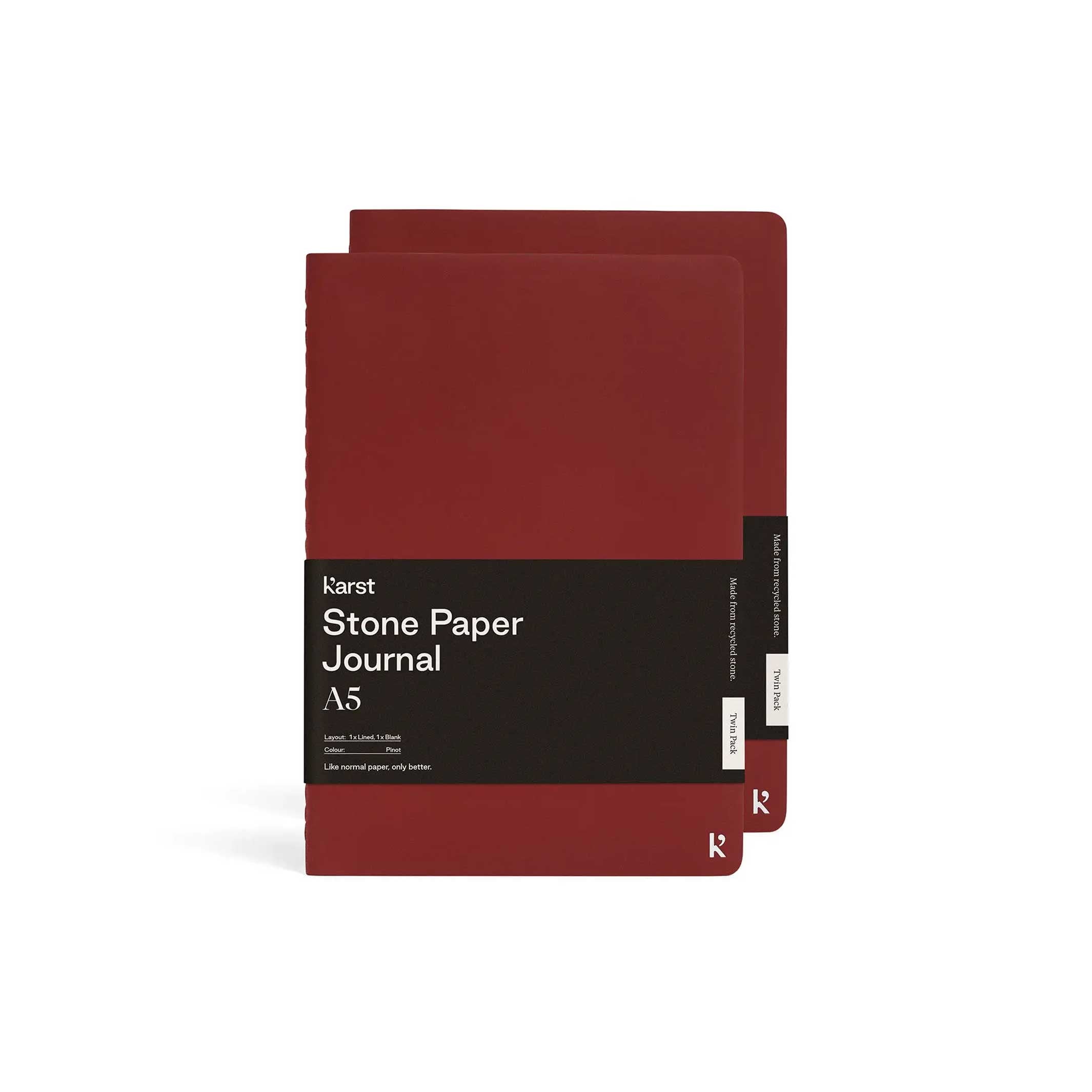 Softcover JOURNALS | Twin Pack  | A5 lined & blank | Karst Stone Paper