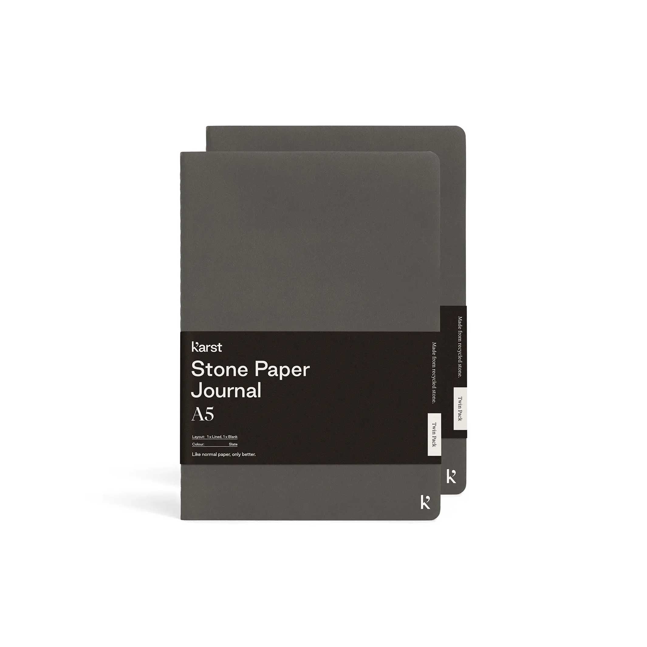 Softcover JOURNALS | Twin Pack  | A5 lined & blank | Karst Stone Paper