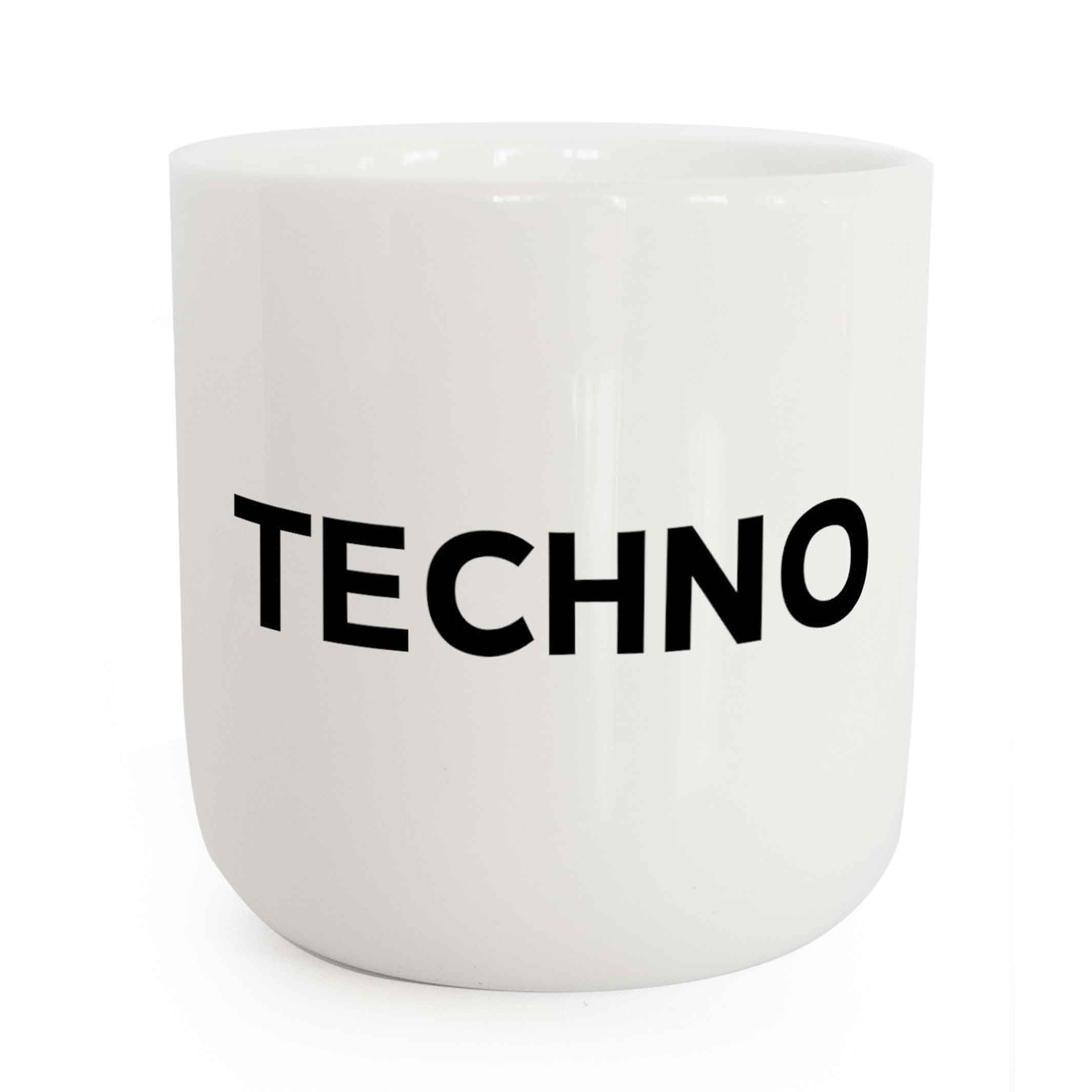 TECHNO | white coffee & tea MUG with black typo | Beat Collection | PLTY