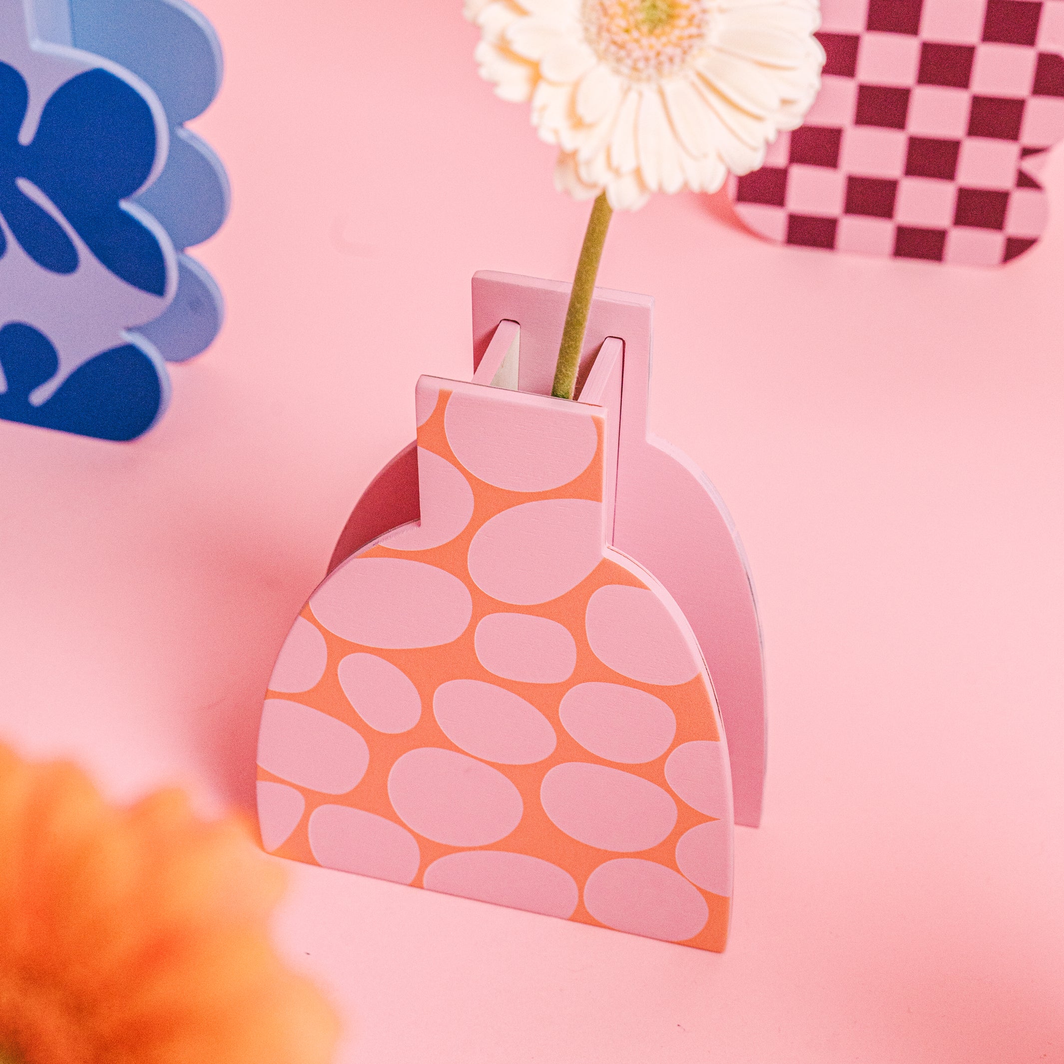 PINK STONES - Vase aus Holz - mit Glaseinsatz | milin