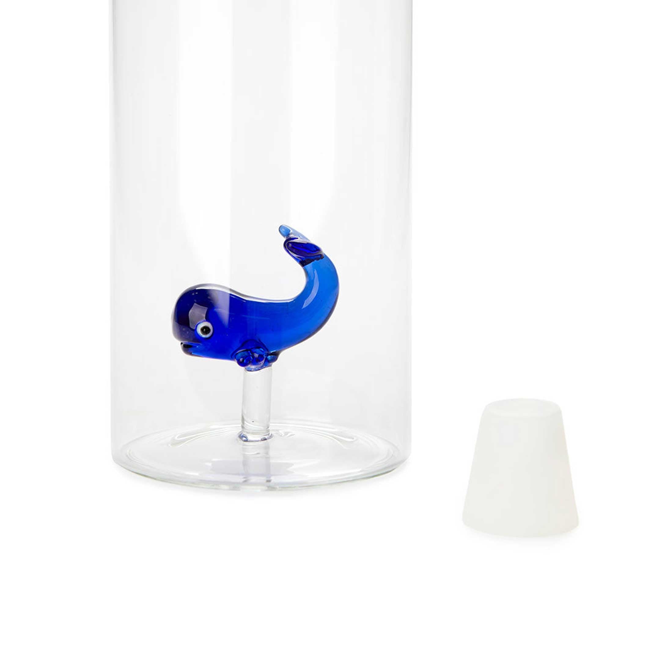 ATLANTIS - GLASS BOTTLE with blue whale - 1.2 liter with silicone stopper | BALVI