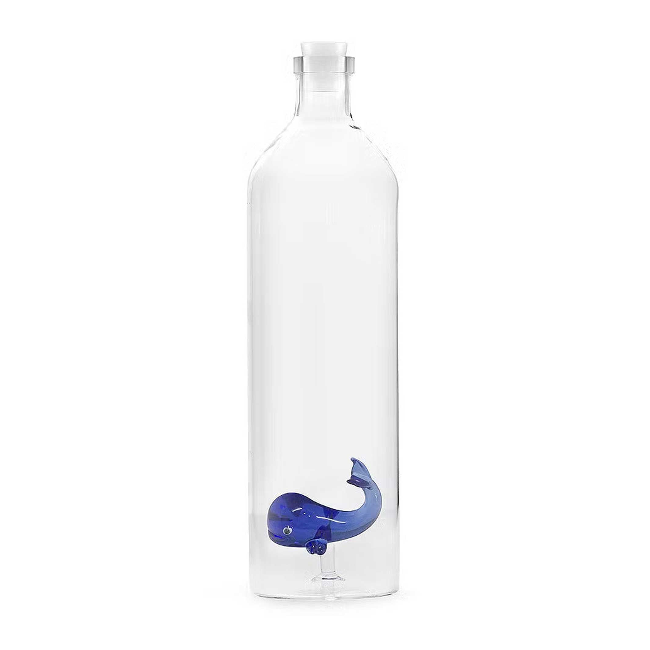 ATLANTIS - GLASS BOTTLE with blue whale - 1.2 liter with silicone stopper | BALVI