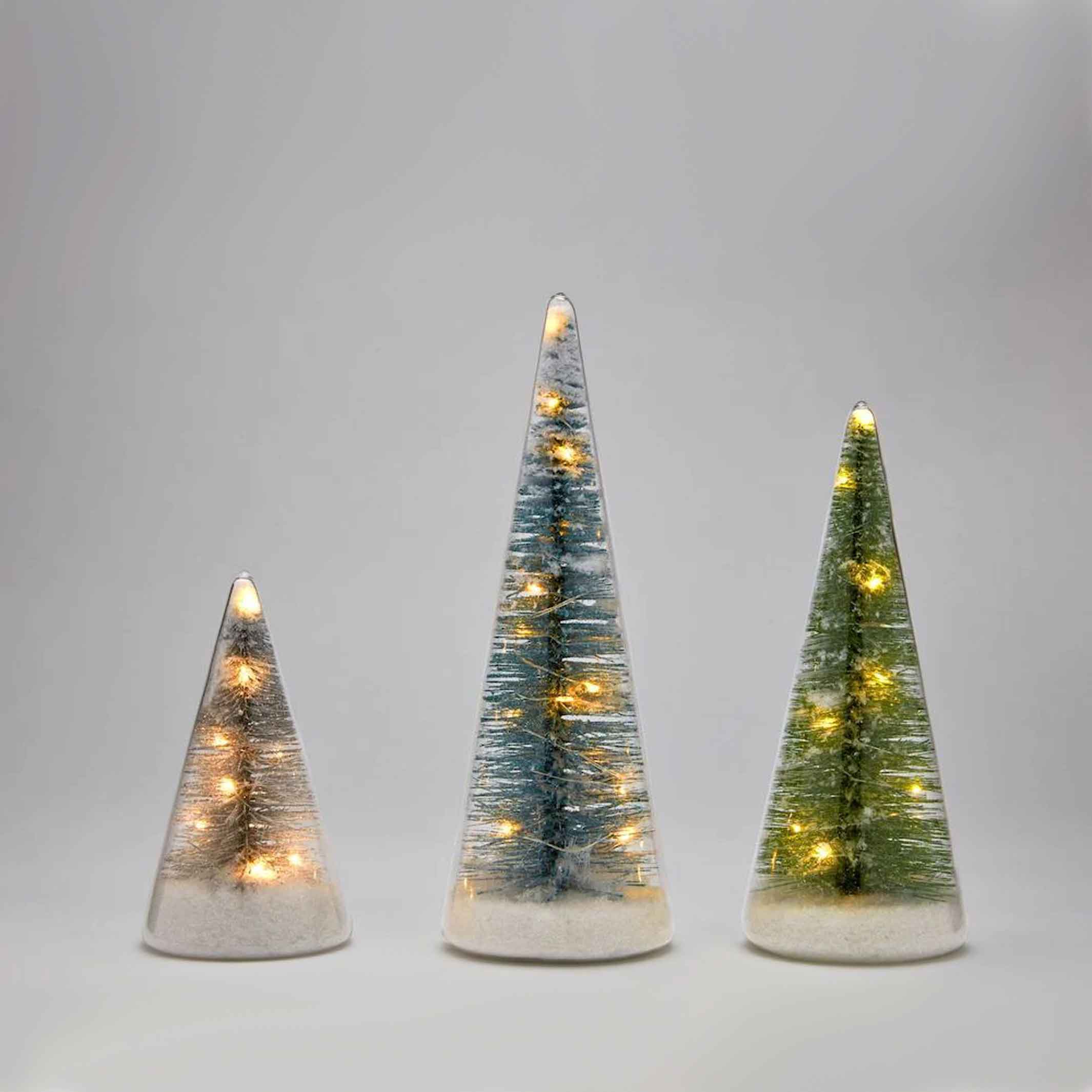 WINTER SPRUCE | LED Glass Lighted TREEES | Set of 3 | MoMA