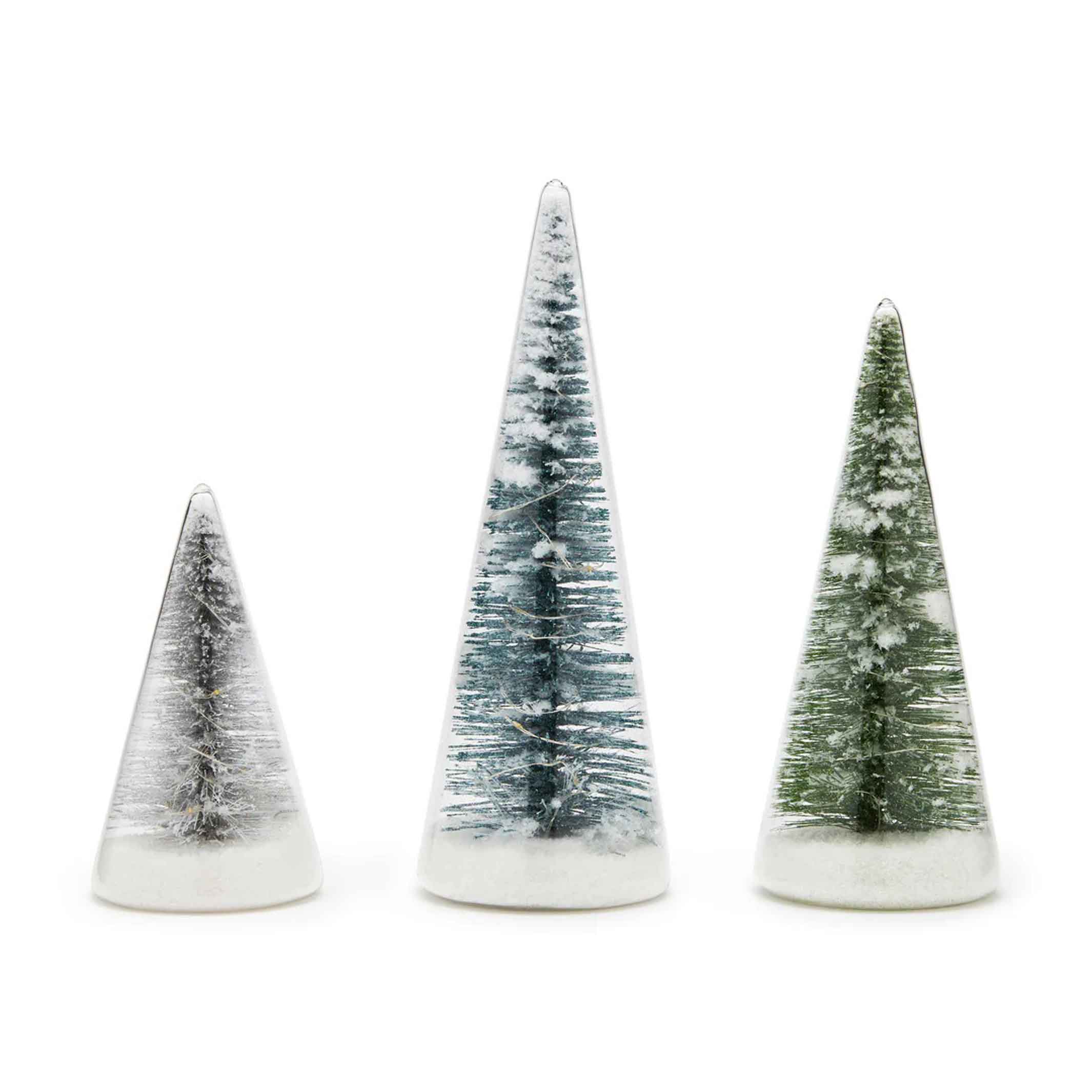 WINTER SPRUCE | LED Glass Lighted TREEES | Set of 3 | MoMA