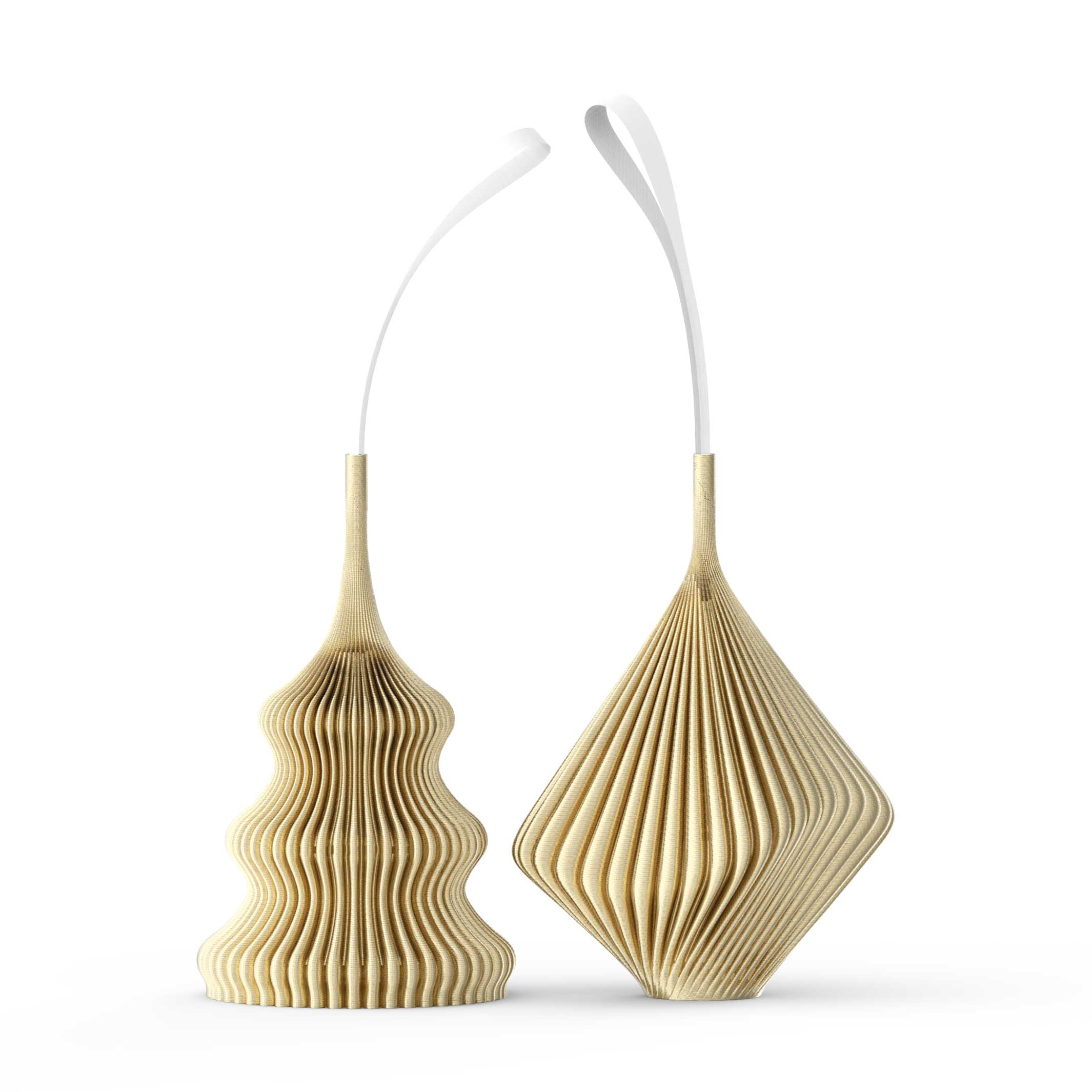 ZAYL & BLOZ Silk Gold | 3D printed CHRISTMAS TREE ORNAMENTS | Set of 2 | Sheyn