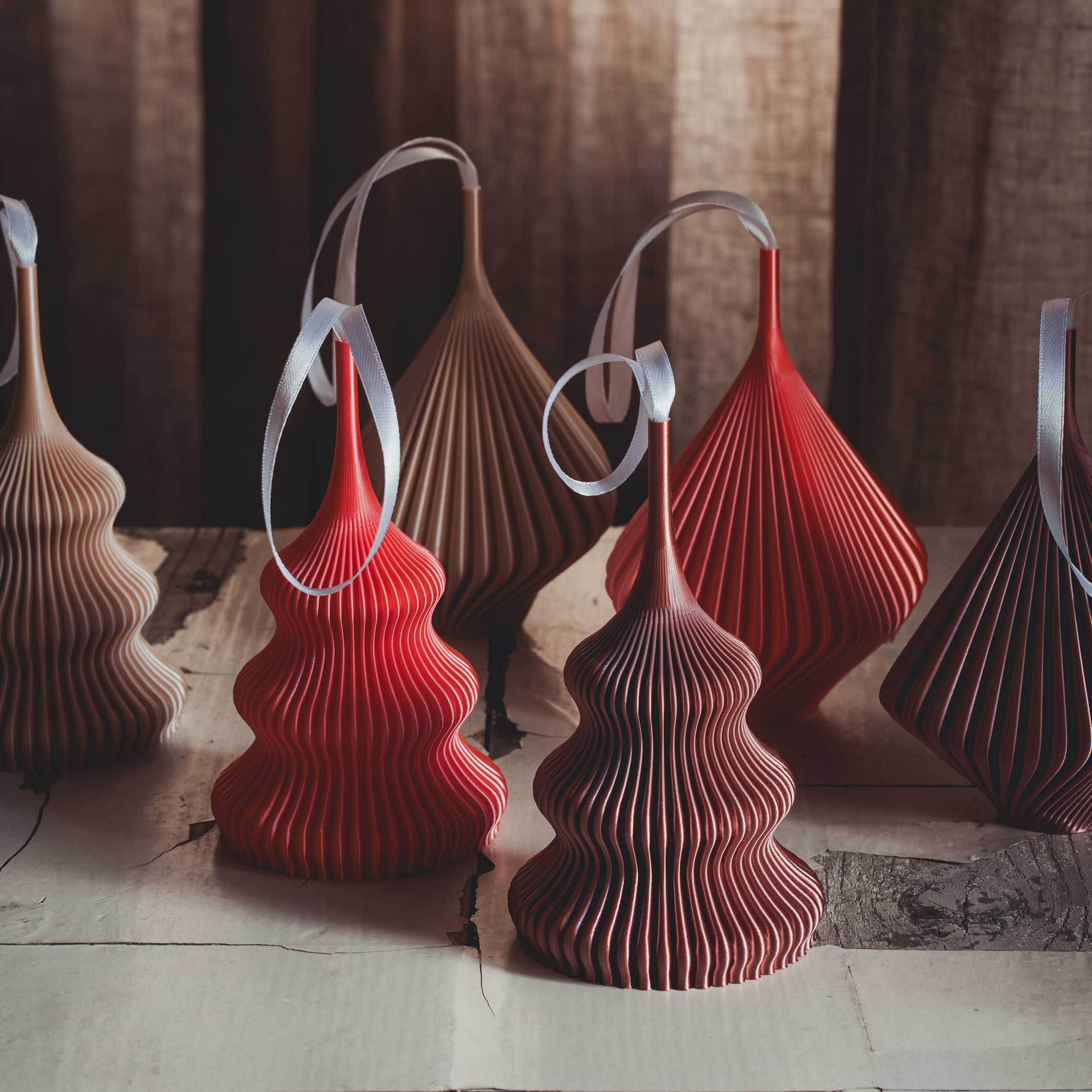 ZAYL & BLOZ Silk Copper | 3D printed CHRISTMAS TREE ORNAMENTS | Set of 2 | Sheyn