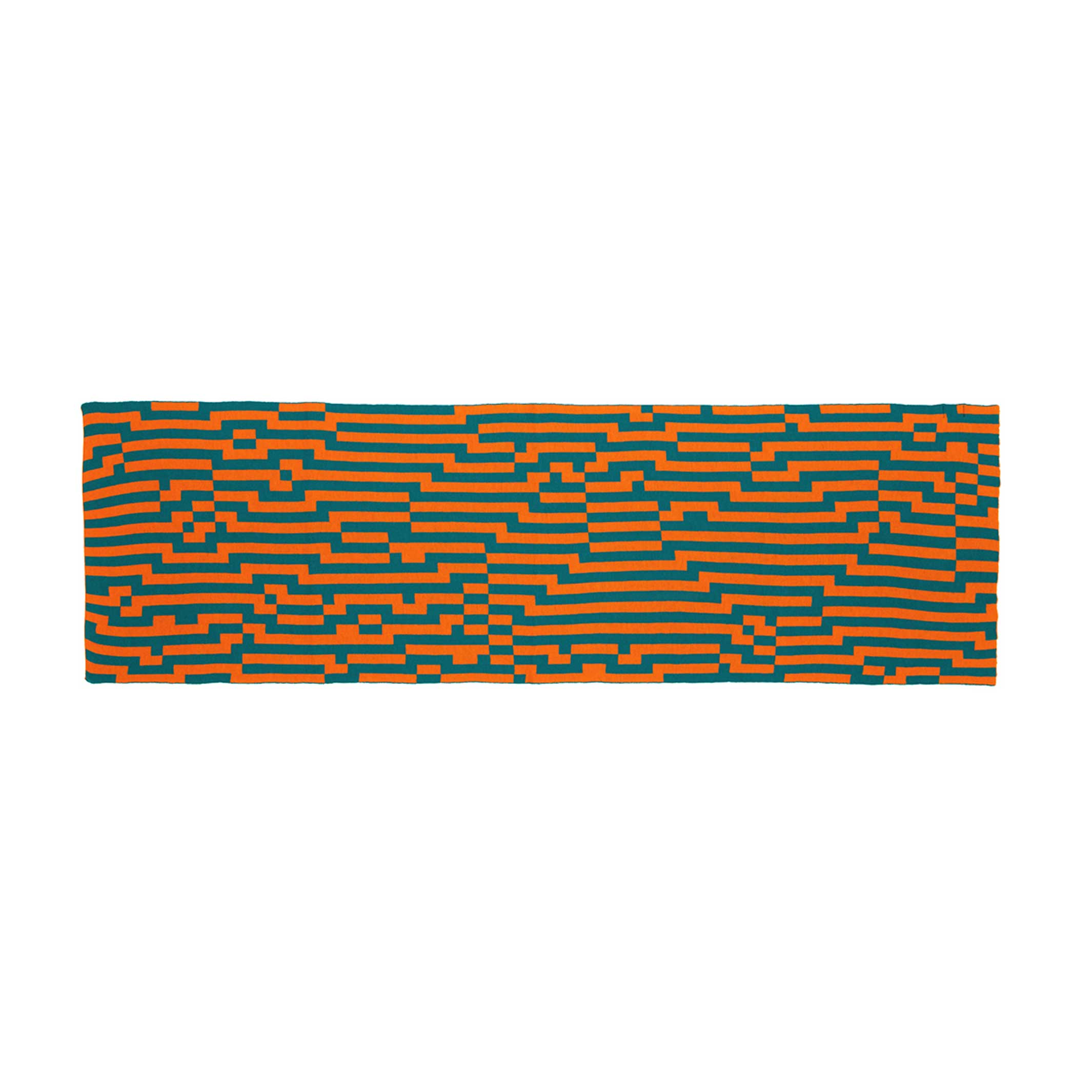 BITMAP ZOOM IN 1 | orange & grüne SCHAL-STOLA | 194x64 cm | 100% Merino Wolle | Cristian Zuzunaga