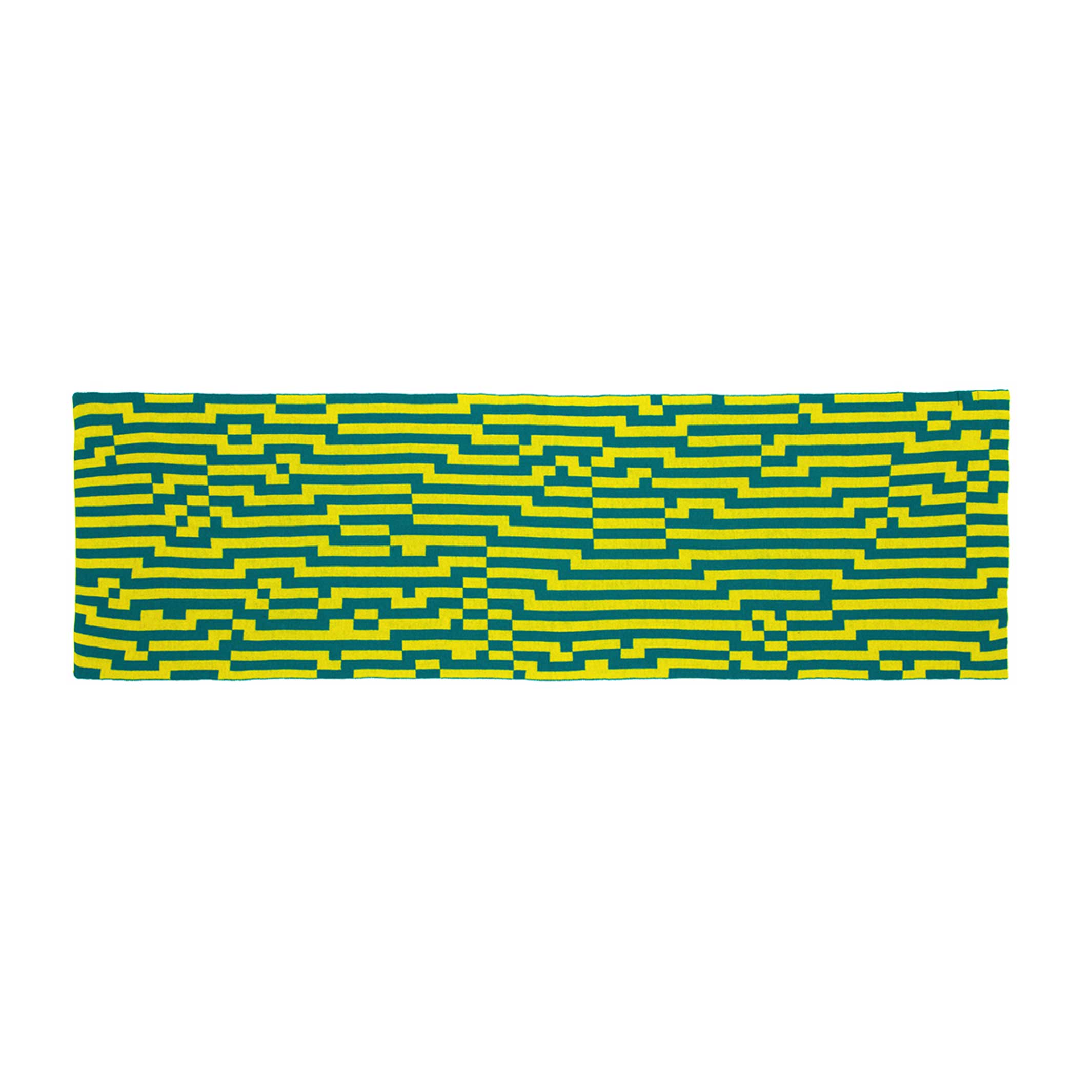 BITMAP ZOOM IN 2 | gelb & grüne SCHAL-STOLA | 194x64 cm | 100% Merino Wolle | Cristian Zuzunaga