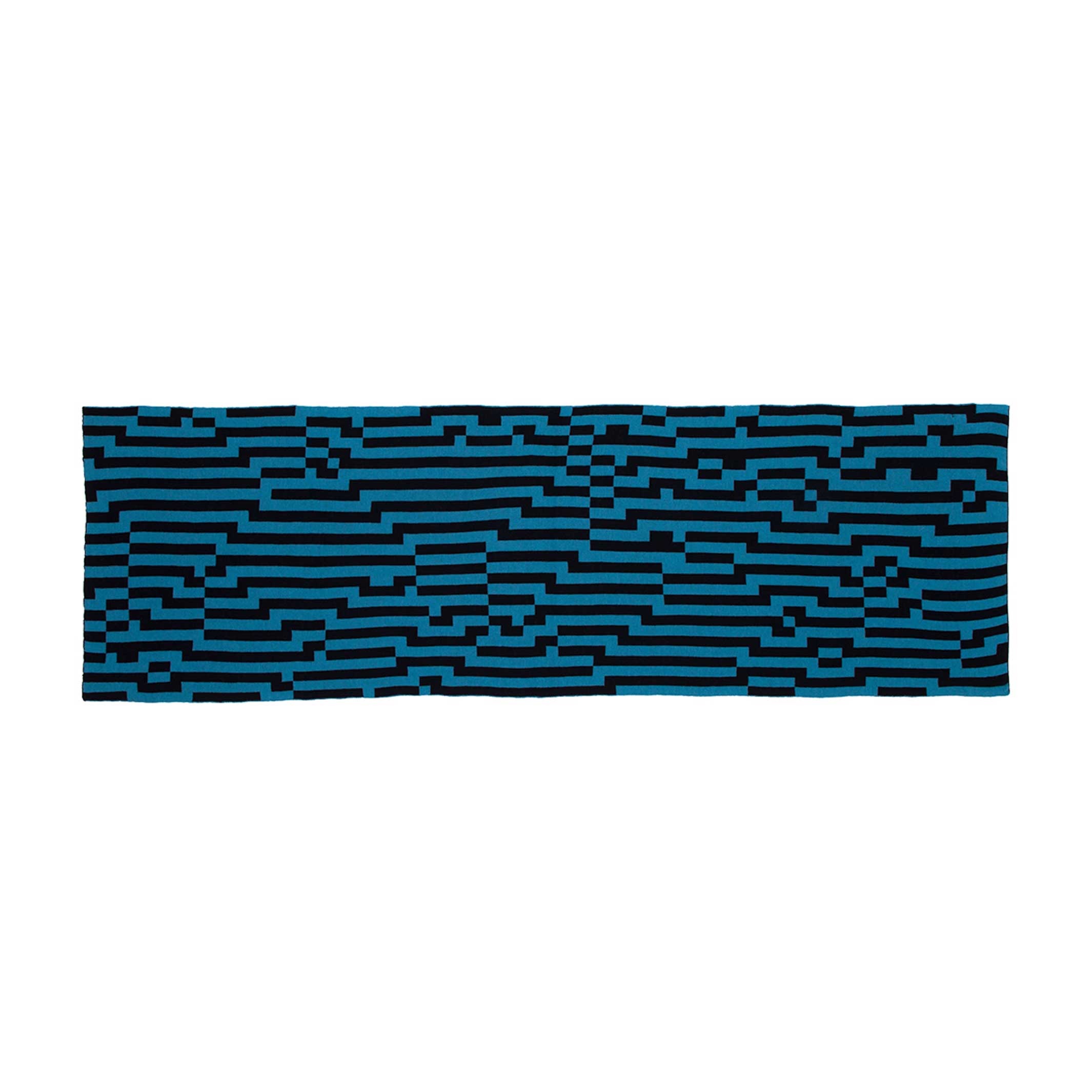 BITMAP ZOOM IN 5 | blau & schwarze SCHAL-STOLA | 194x64 cm | 100% Merino Wolle | Cristian Zuzunaga