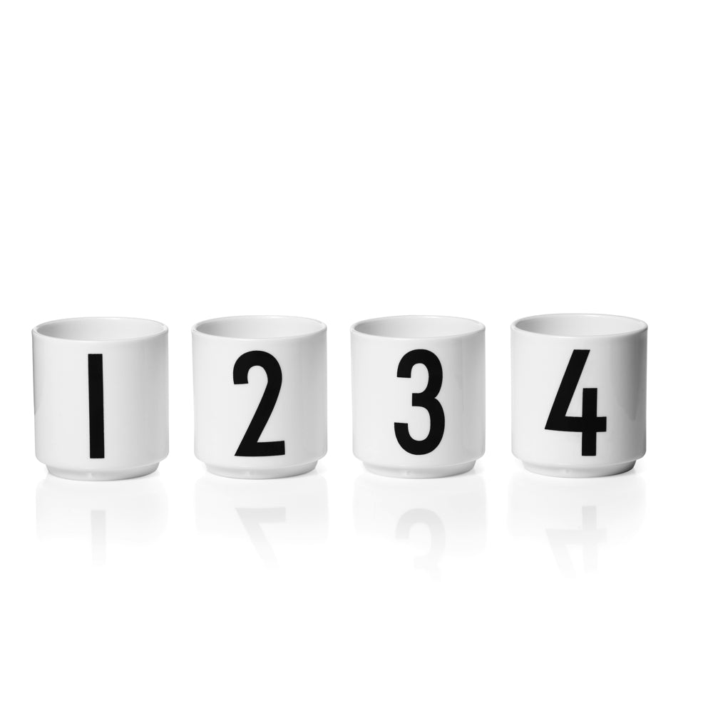 Espresso Cups - Numbers 1-4 - Set of 4 - Arne Jacobsen Typography | Design Letters