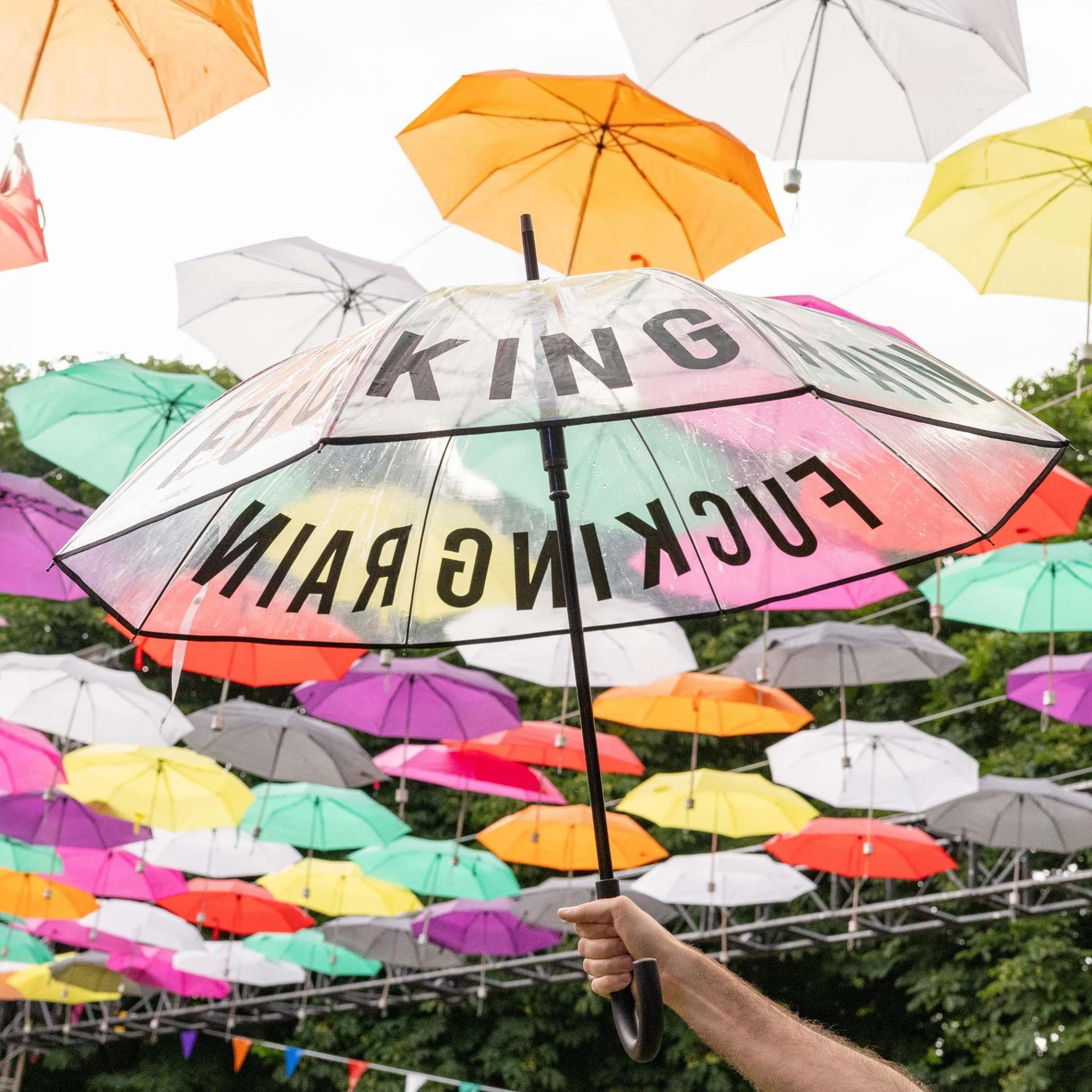 FUCKING RAIN - Transparenter Regenschirm ∅ 106 cm | Fisura