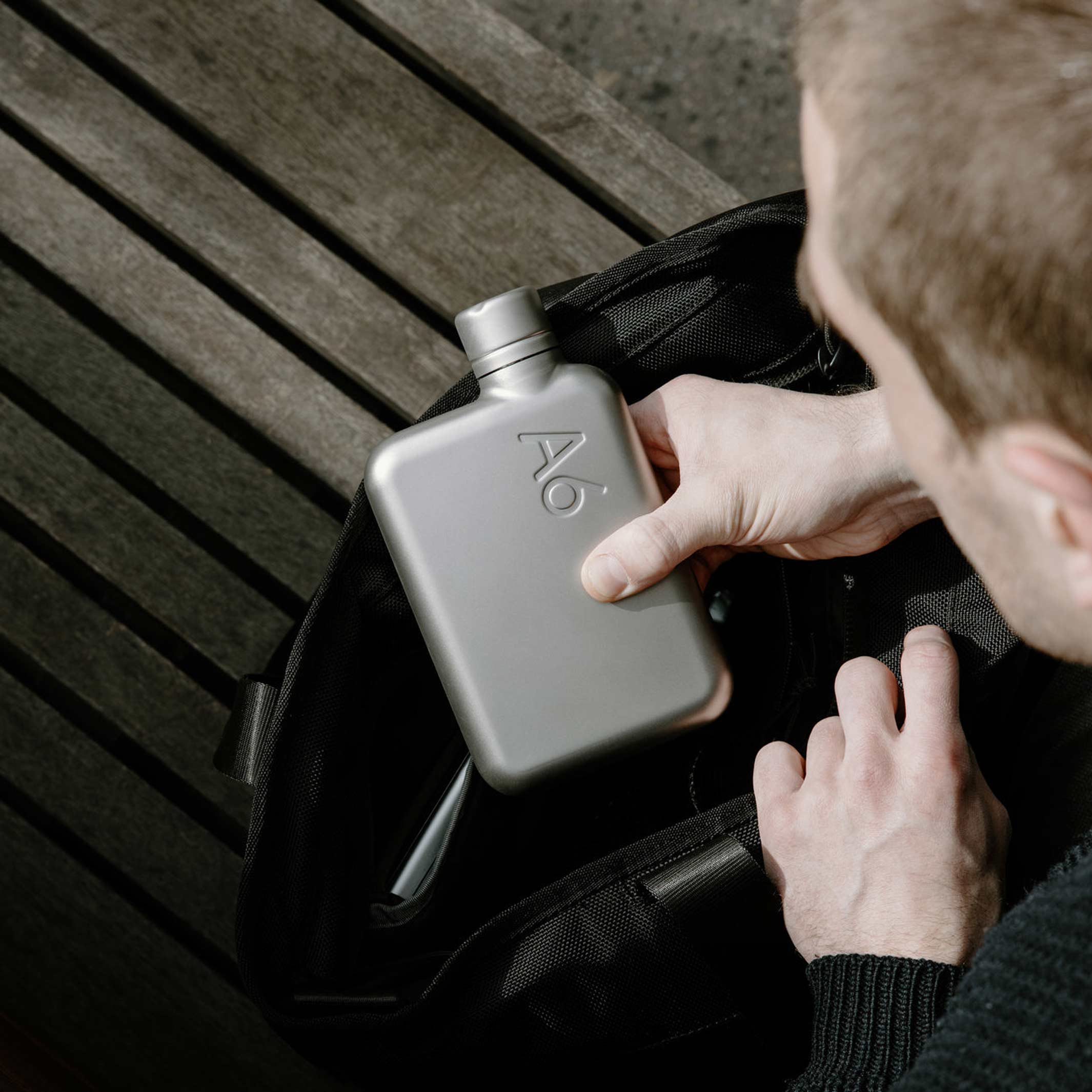 A6 Edelstahlflasche memobottle™ SATIN | flache wiederverwendbare TRINK- & WASSERFLASCHE | 500 ml