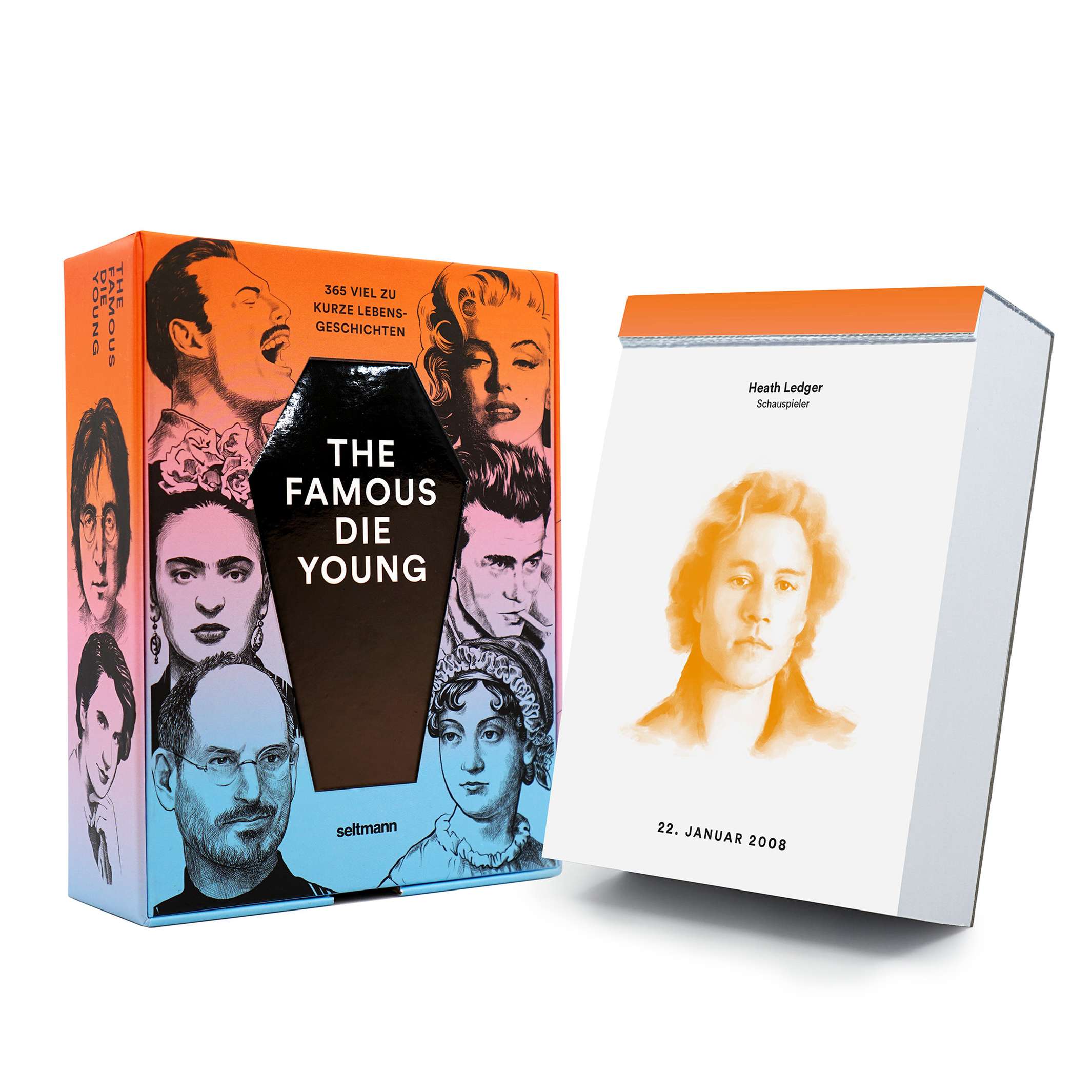 THE FAMOUS DIE YOUNG | Immer währender Kalender mit 365 spannende Kurzbiografien - 16x11,5 cm | seltmann+söhne