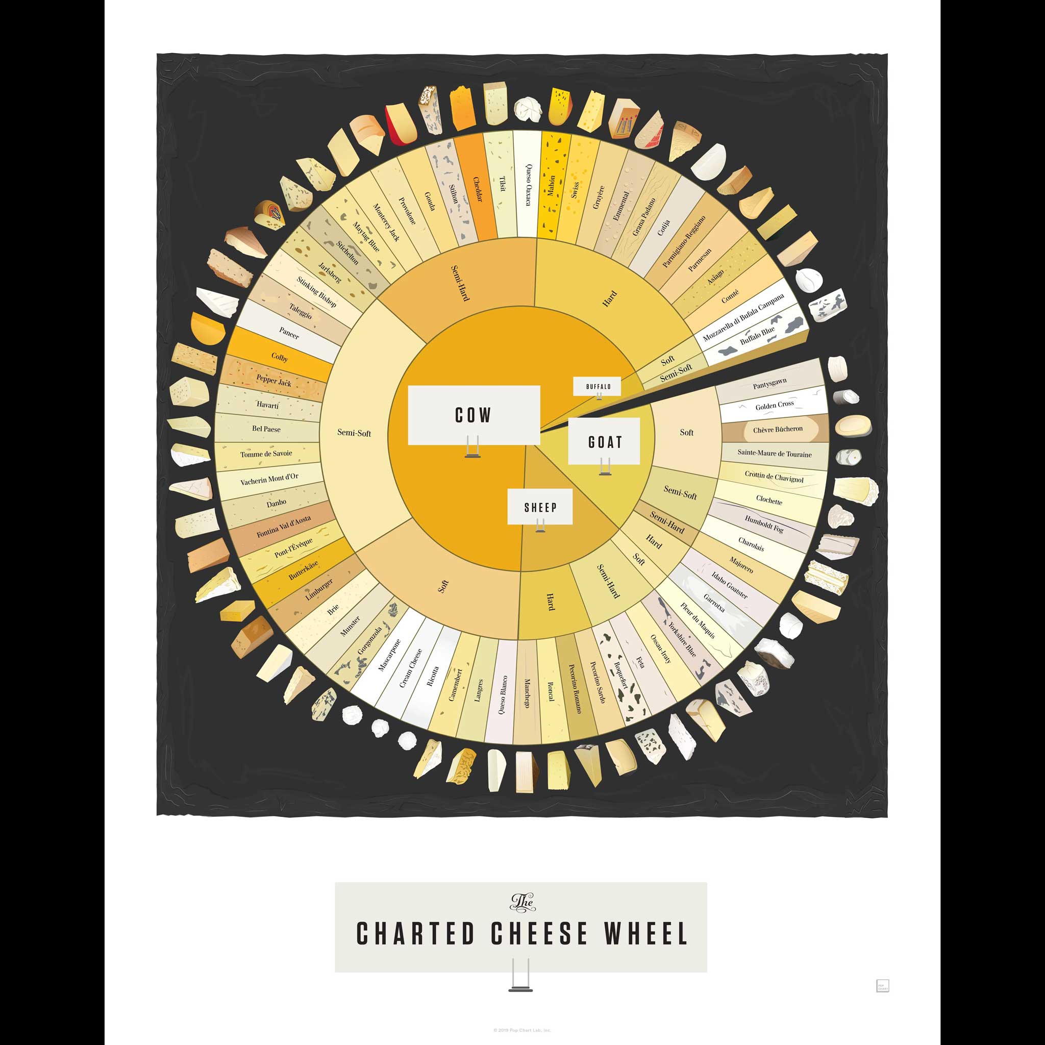THE CHARTED CHEESE WHEEL | Infographic CHEESE POSTER | 41x51 cm | Pop Chart