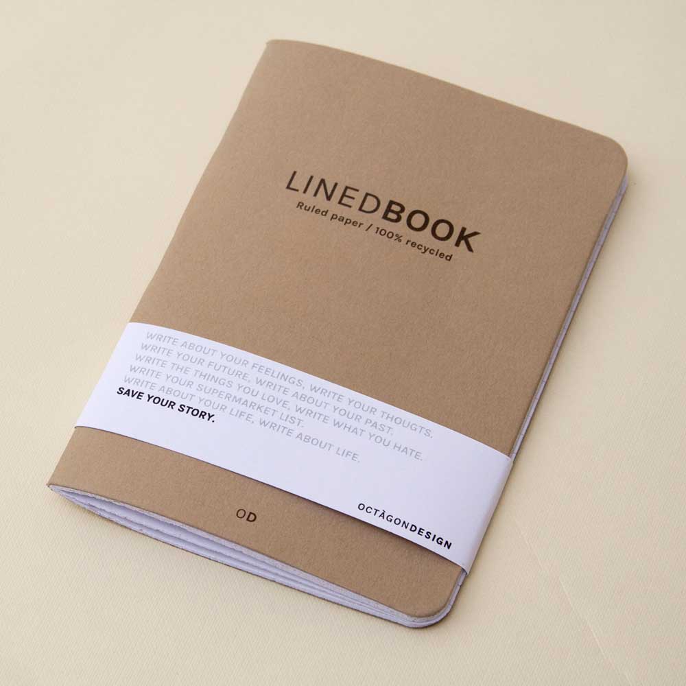Linedbook | 3er Set | linierte beige kleine NOTIZBÜCHER | Octàgon Design - Charles & Marie