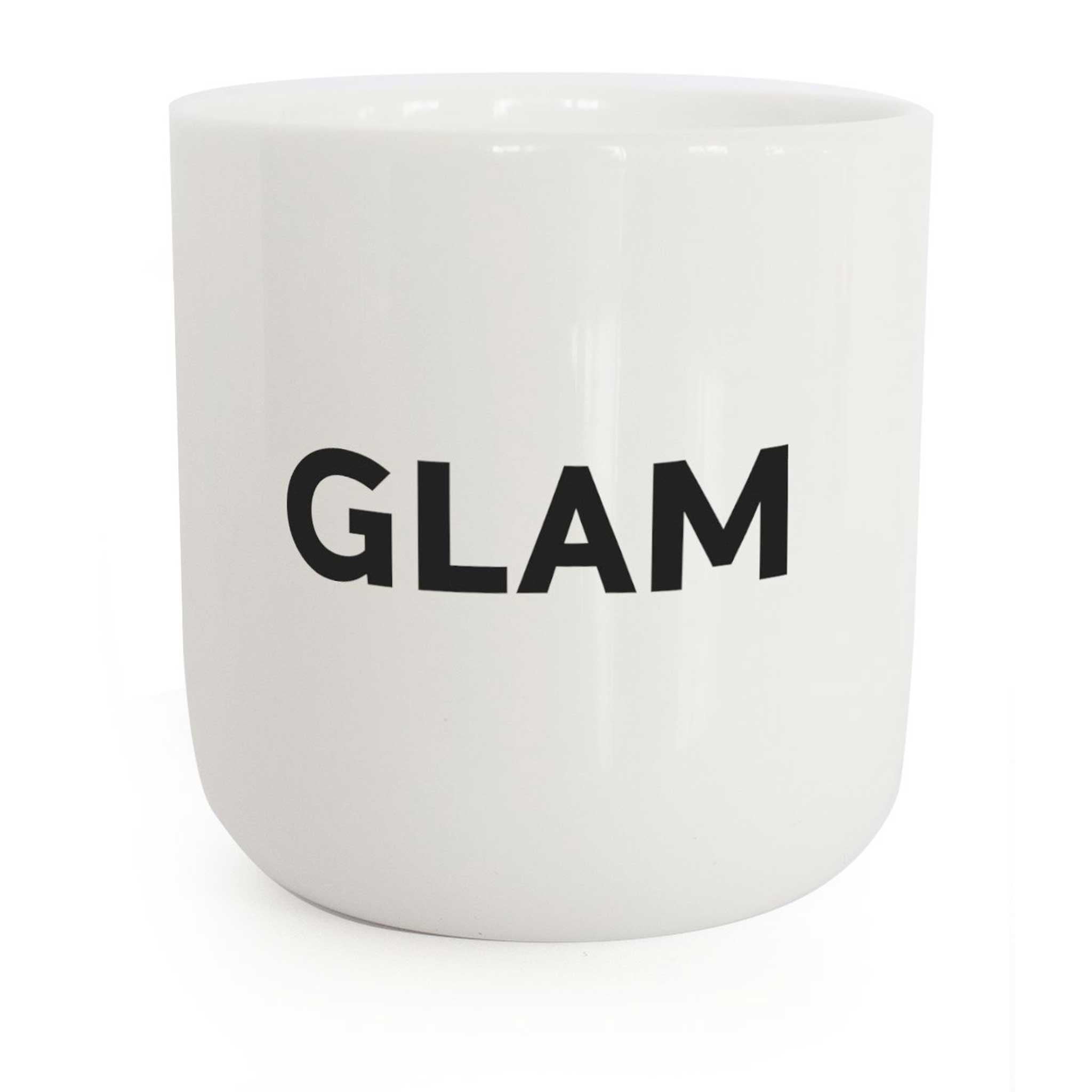 GLAM | MUG à café et à thé blanc avec typo noire | Battre la série | PLTY