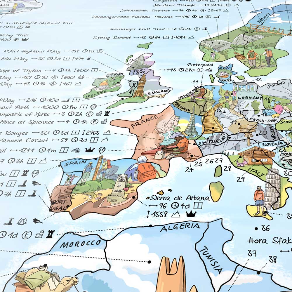 HIKING MAP | Illustrierte WANDER WELTKARTE | Awesome Maps - Charles & Marie