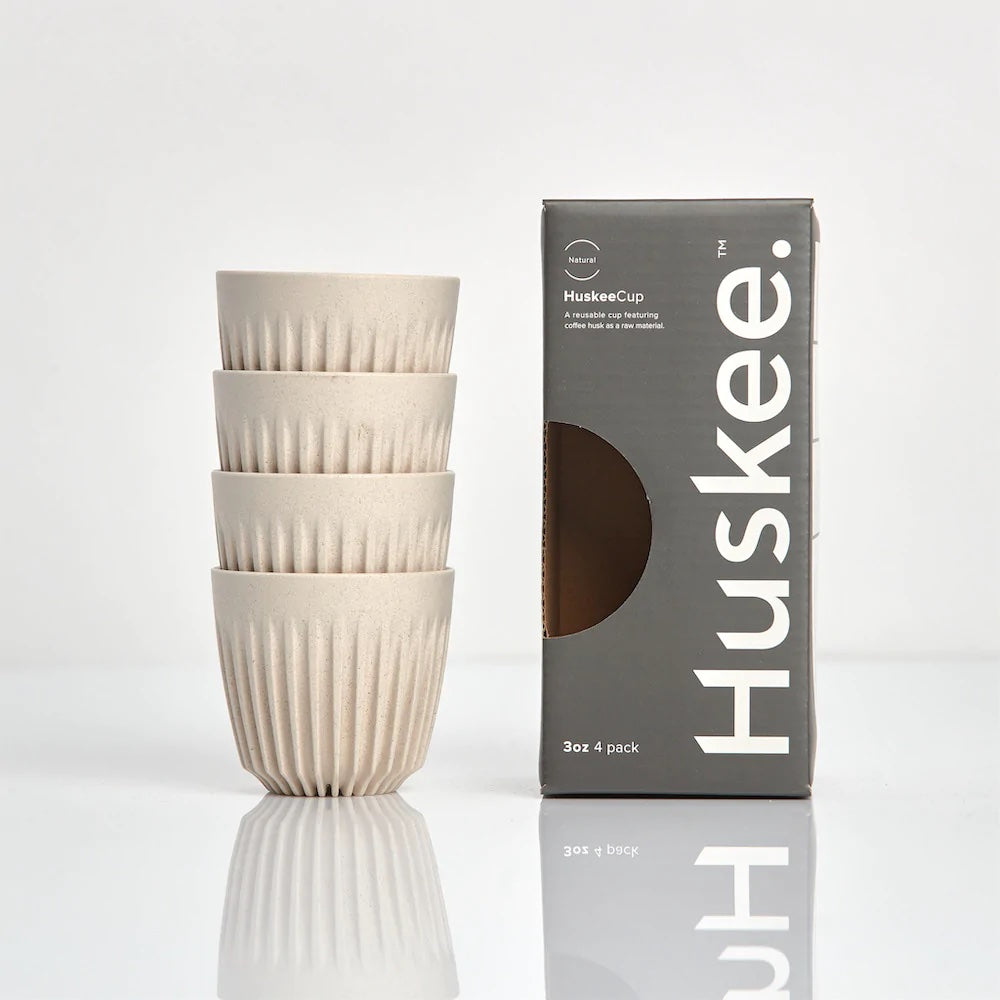HUSKEE ESPRESSO CUPS | wiederverwendbare ESPRESSO-BECHER aus Kaffee-Schalen | 9cl im 4er Set | Huskee