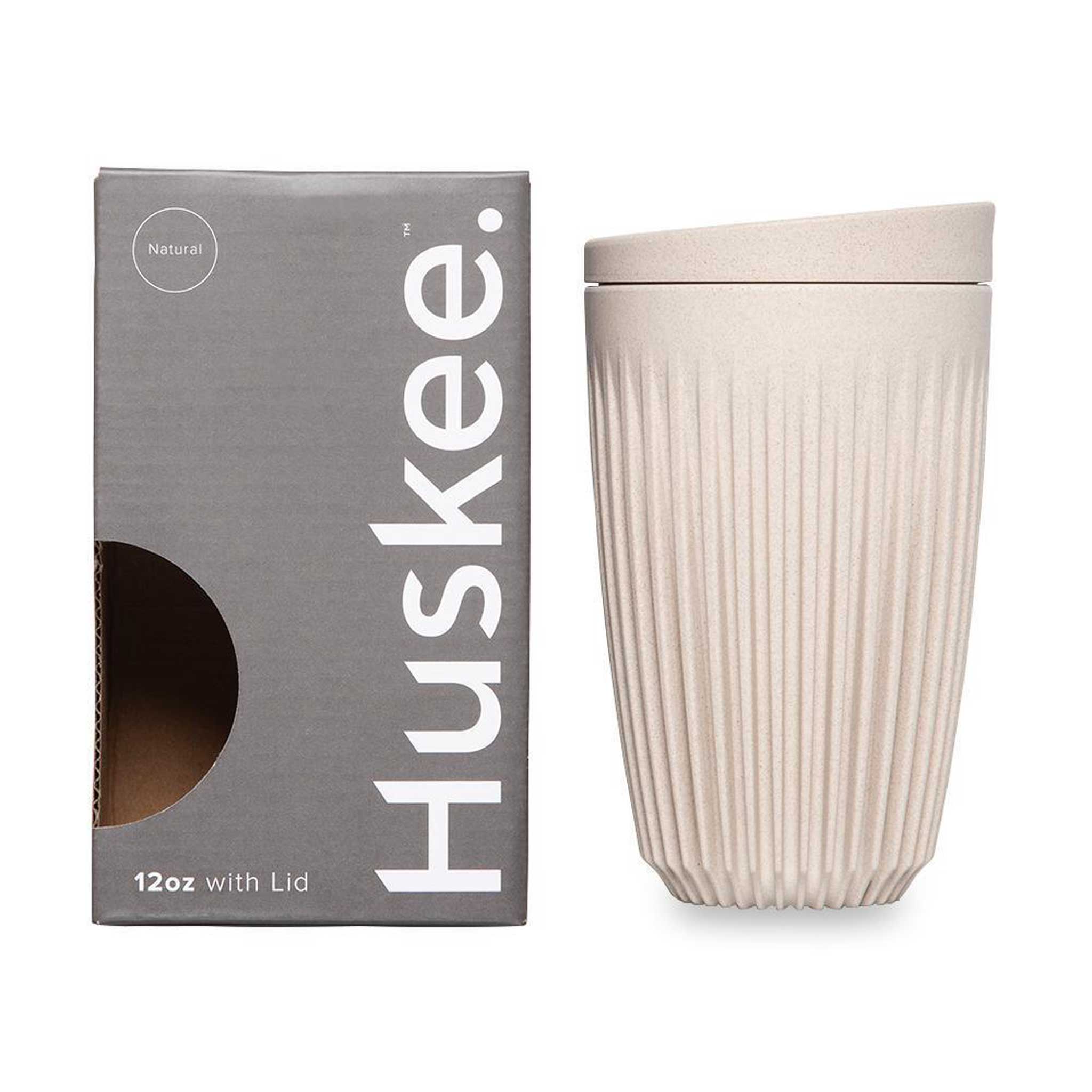 HUSKEE CUP & LID Natur | wiederverwendbare KAFFEE & TEE-BECHER aus Kaffee-Schalen | Huskee - Charles & Marie