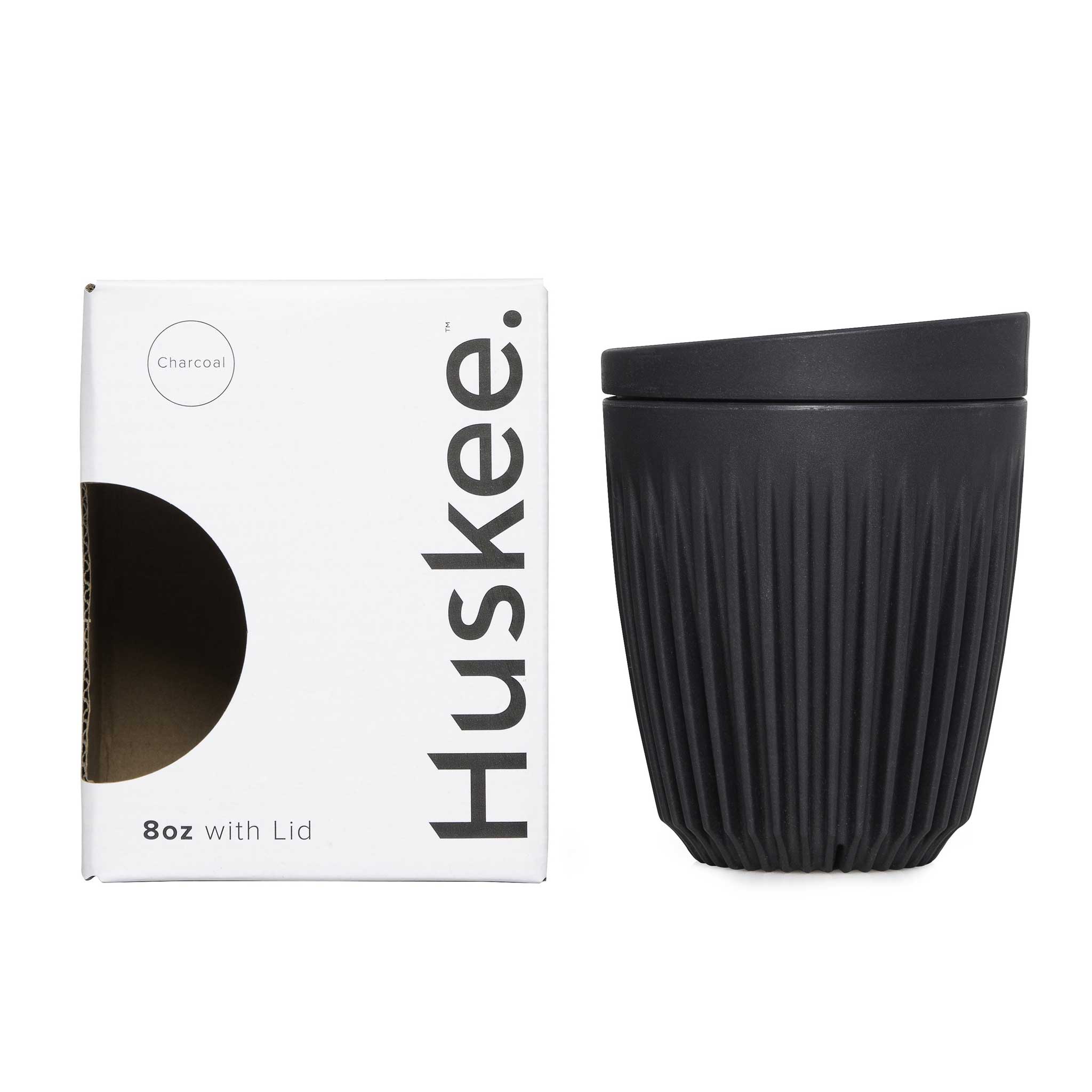 HUSKEE CUP & LID Charcoal | wiederverwendbare KAFFEE & TEE-BECHER aus Kaffee-Schalen | Huskee - Charles & Marie