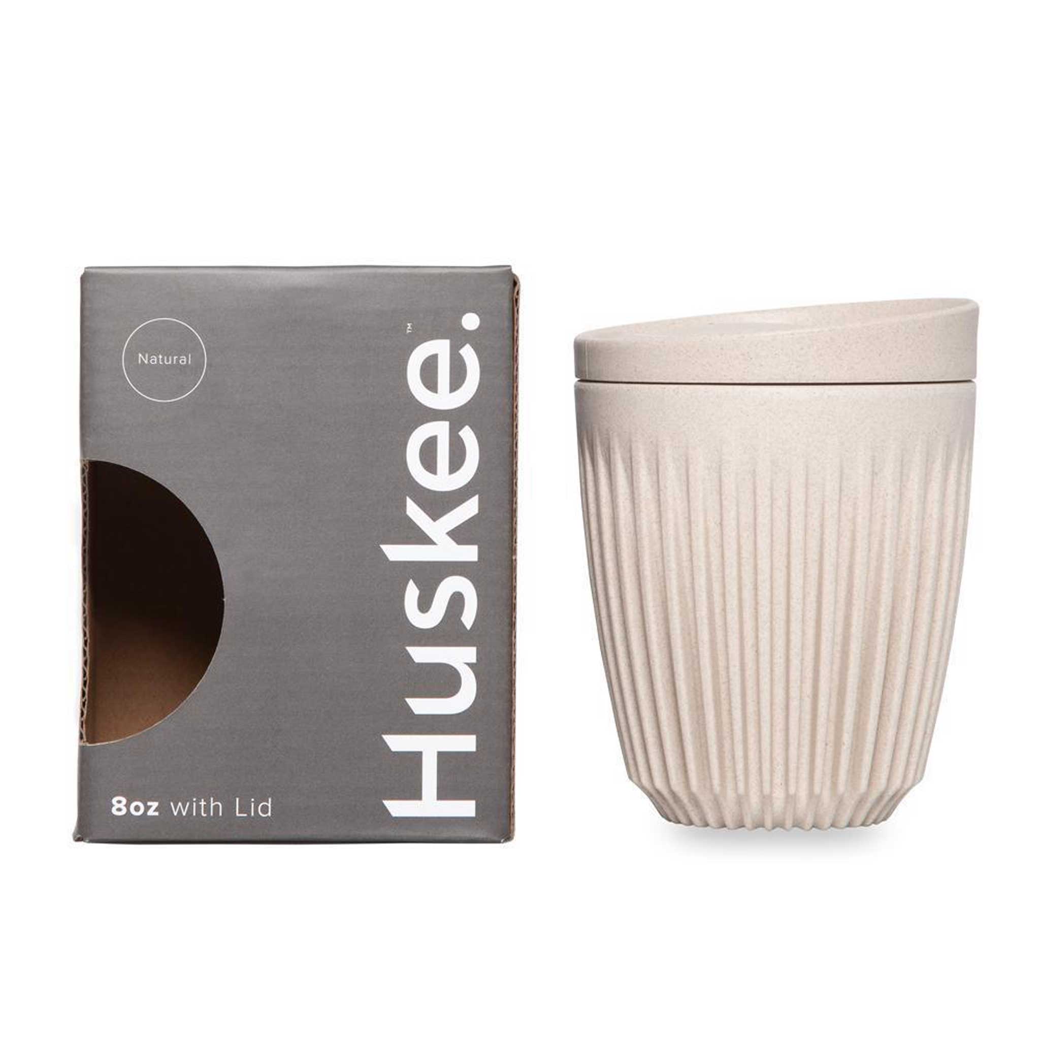 HUSKEE CUP & LID Natur | wiederverwendbare KAFFEE & TEE-BECHER aus Kaffee-Schalen | Huskee - Charles & Marie