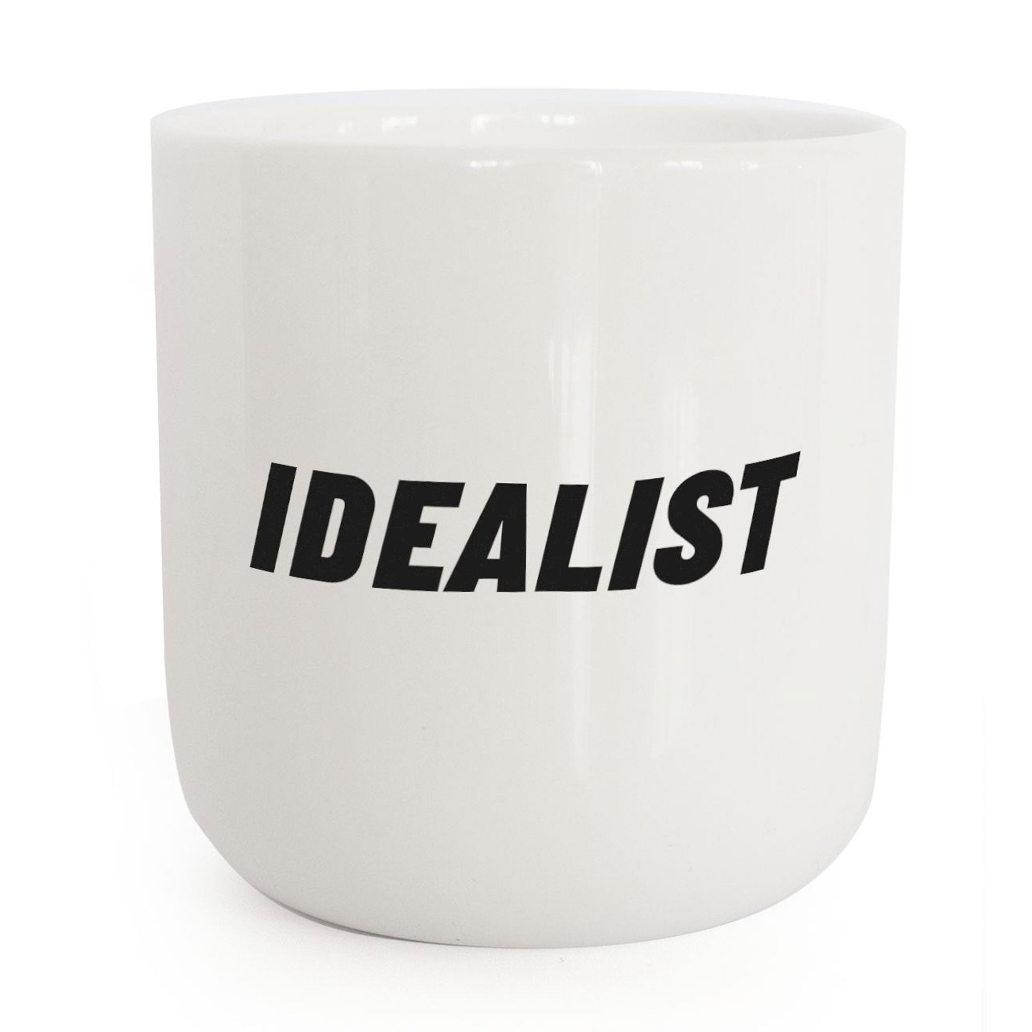 IDEALIST | white coffee & tea MUG with black typo | Attitude Collection | PLTY