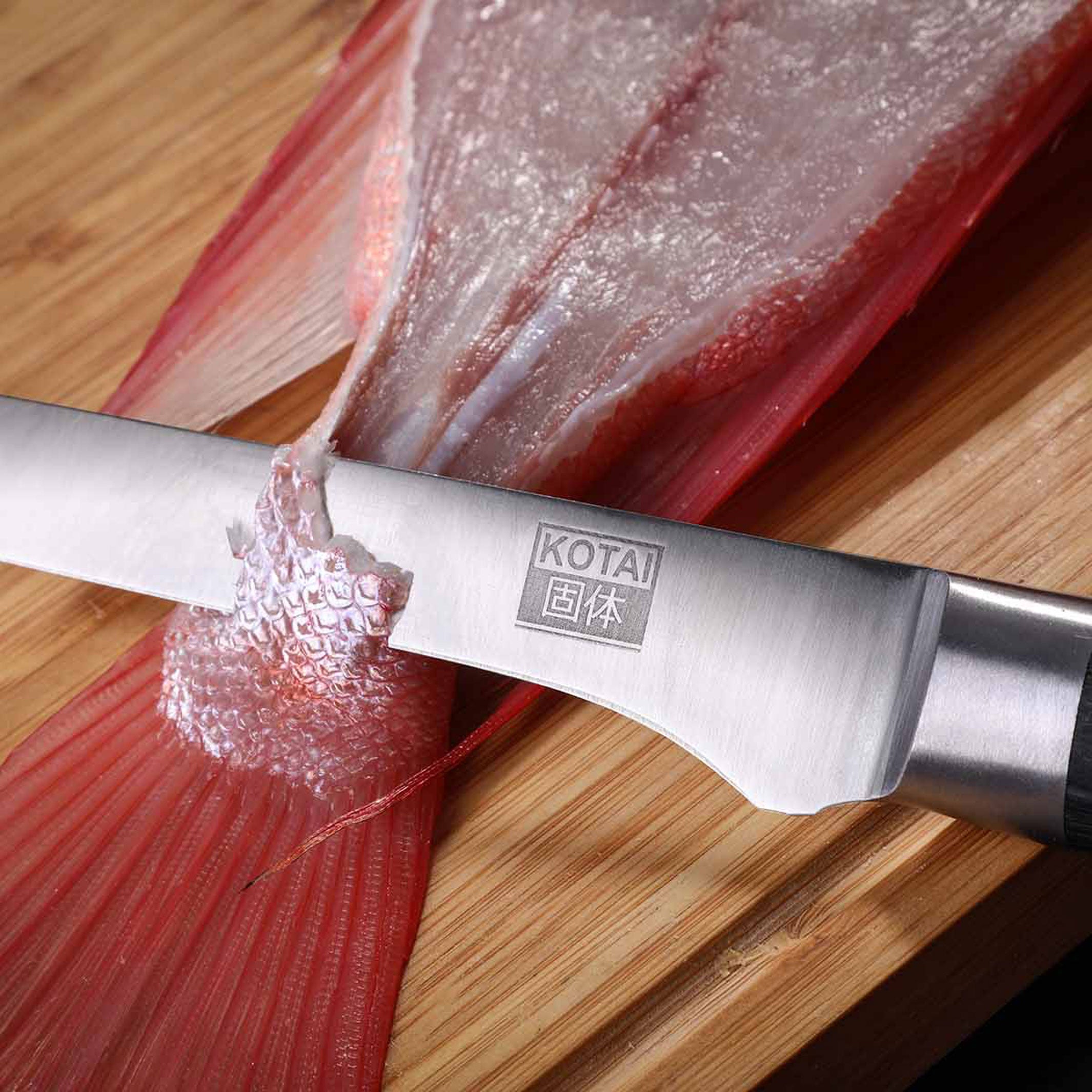FILLET KNIFE for fish | wooden saya & bamboo gift box | 20cm blade | Kotai