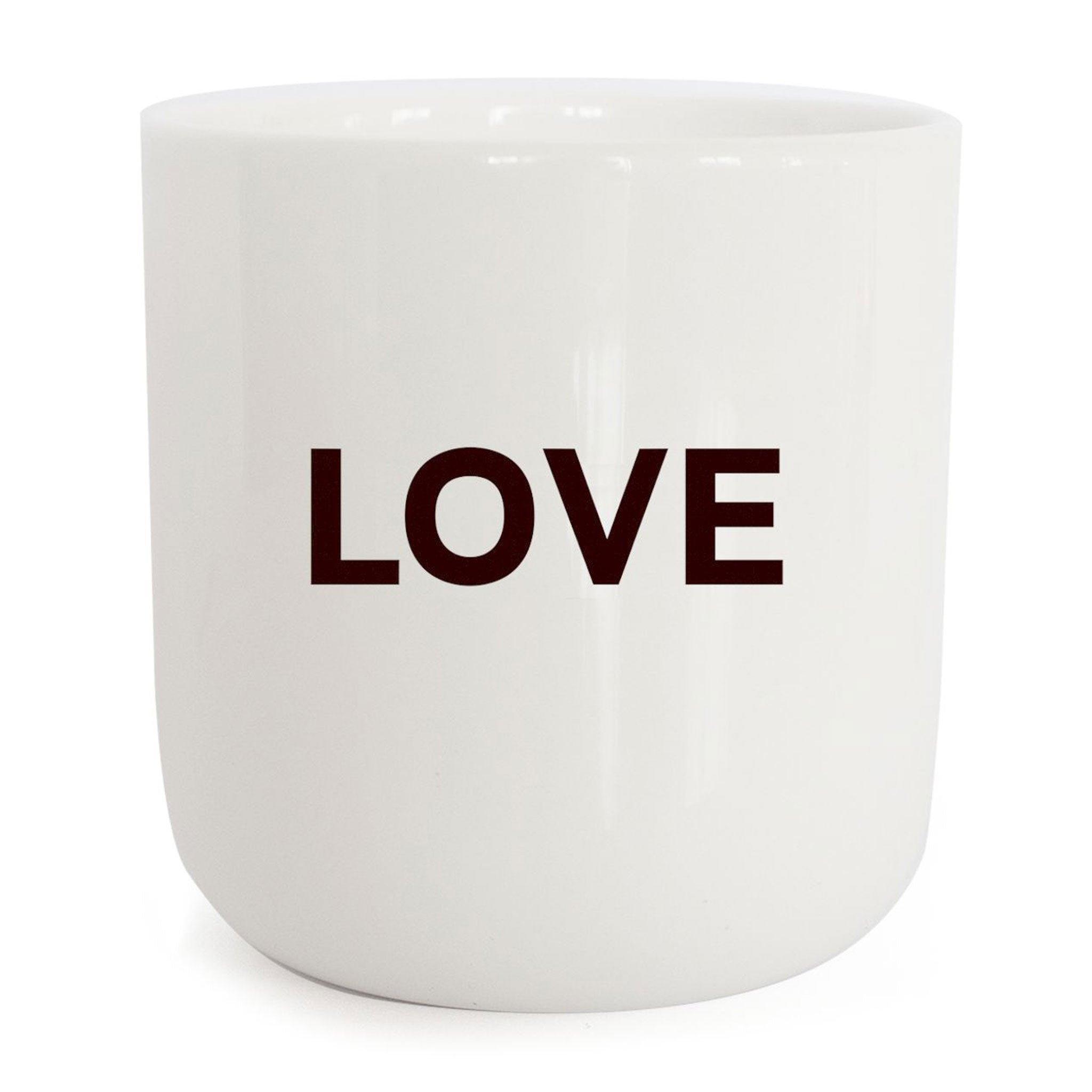 LOVE | weisser Kaffee- & Tee-BECHER mit schwarzer Typo | in real life Serie | PLTY