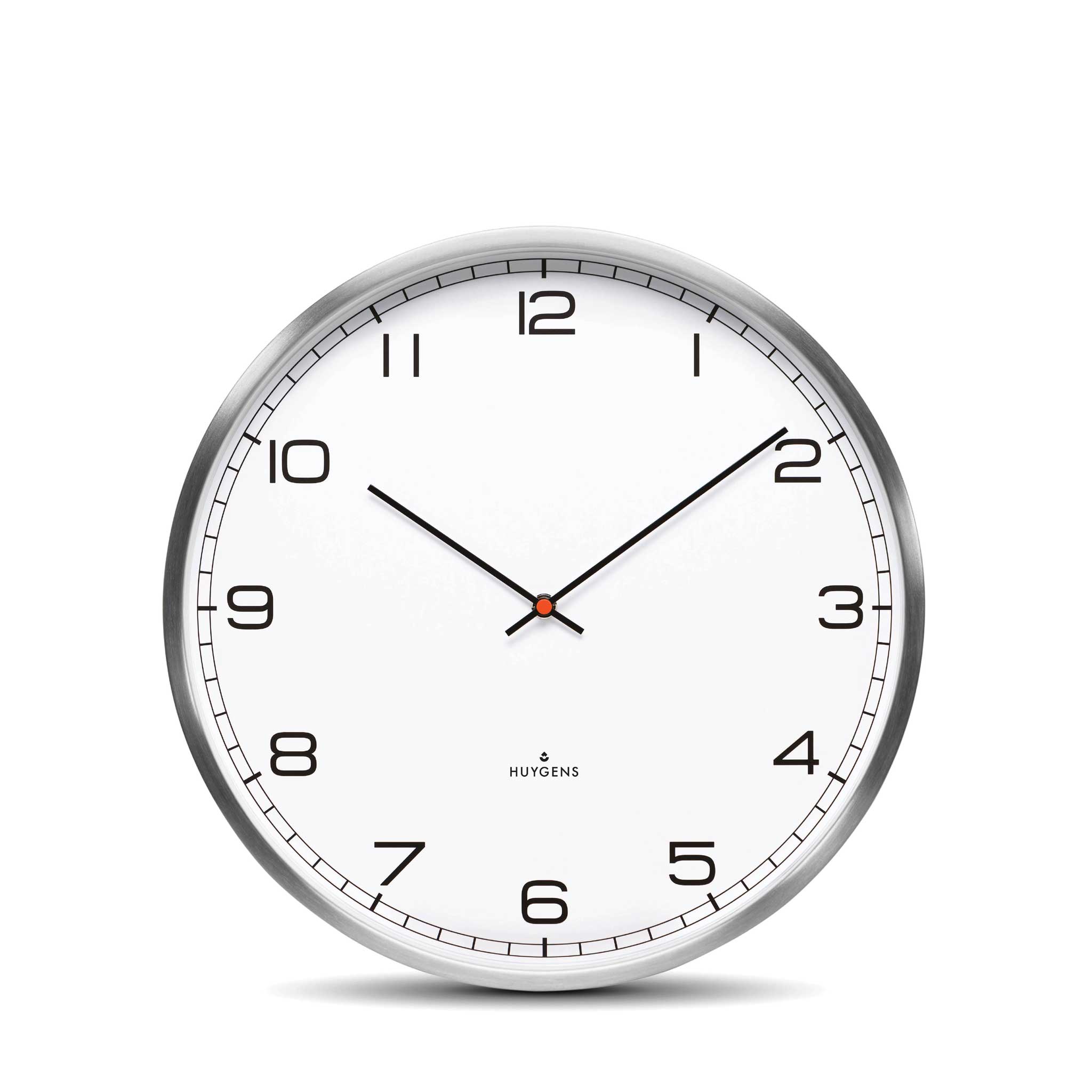 ONE ARABIC | Silent WALL CLOCK | stainless steel with white dial & Arabic digits | Huygens