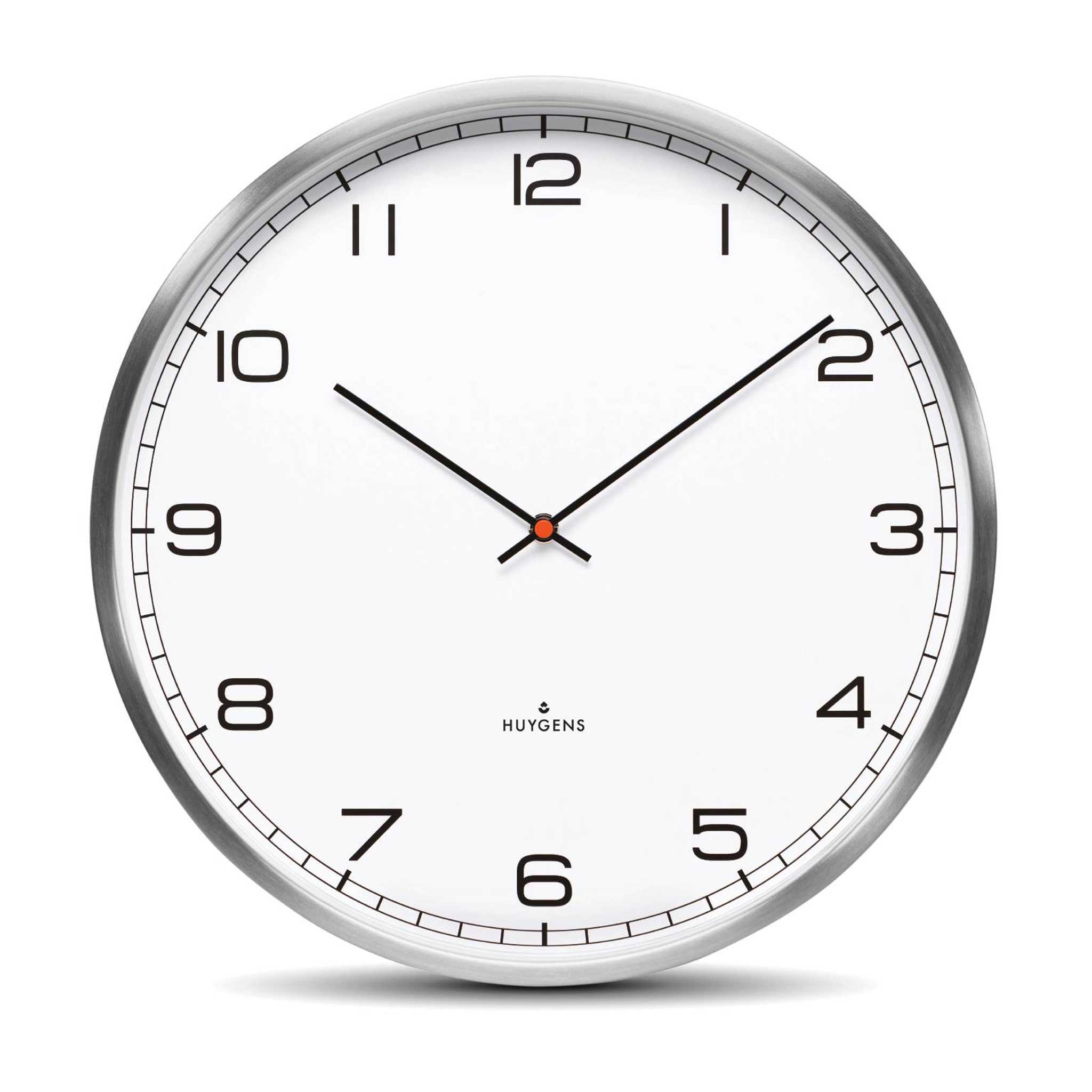 ONE ARABIC | Silent WALL CLOCK | stainless steel with white dial & Arabic digits | Huygens
