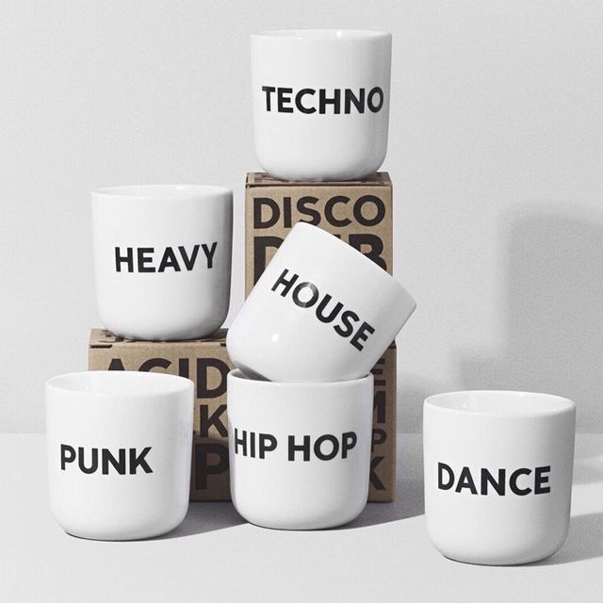 TECHNO | white coffee & tea MUG with silver typo | Limited Edition Beat Collection | PLTY