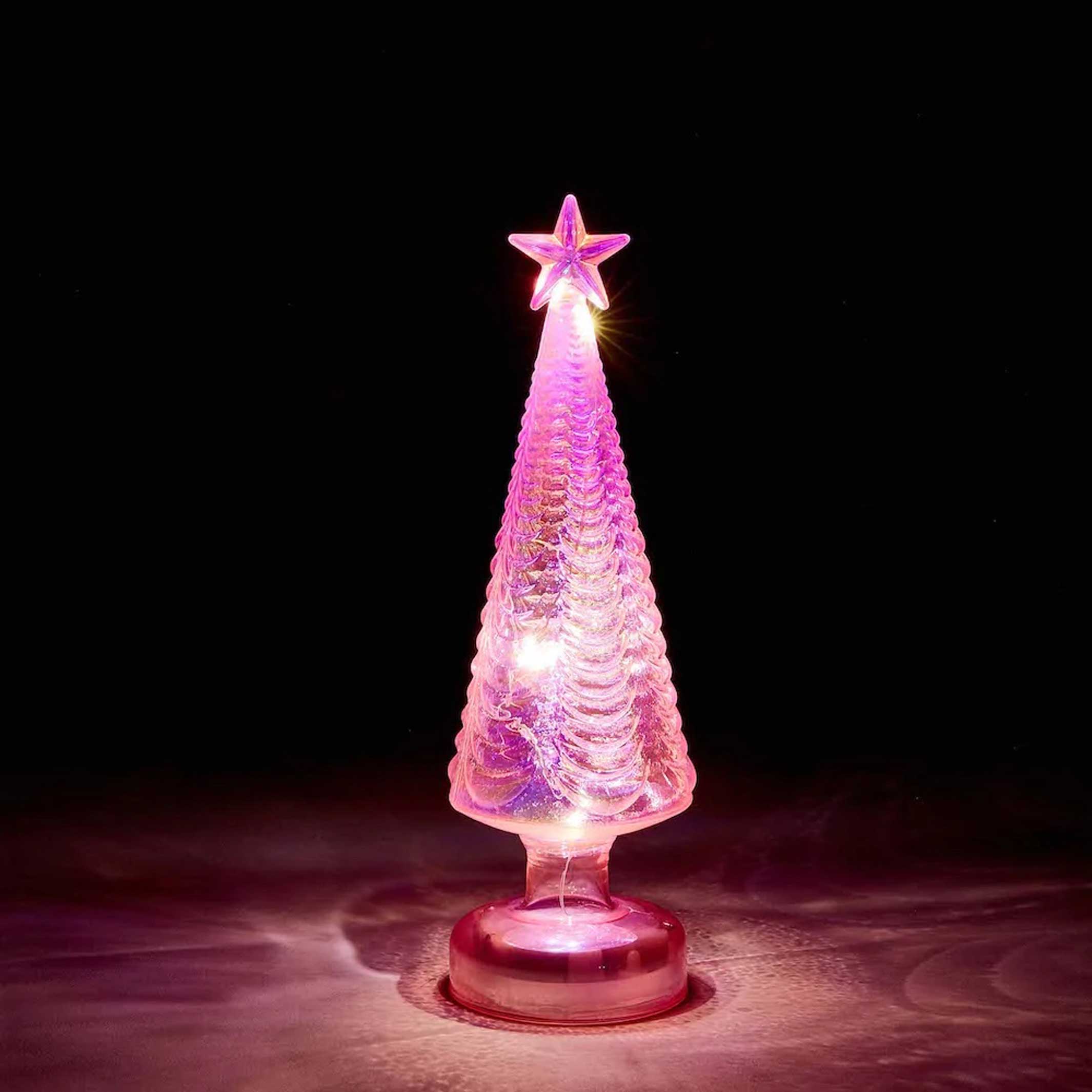 PINK STAR | Glas-TANNENBAUM mit LED Beleuchtung | 23 cm hoch | MoMA