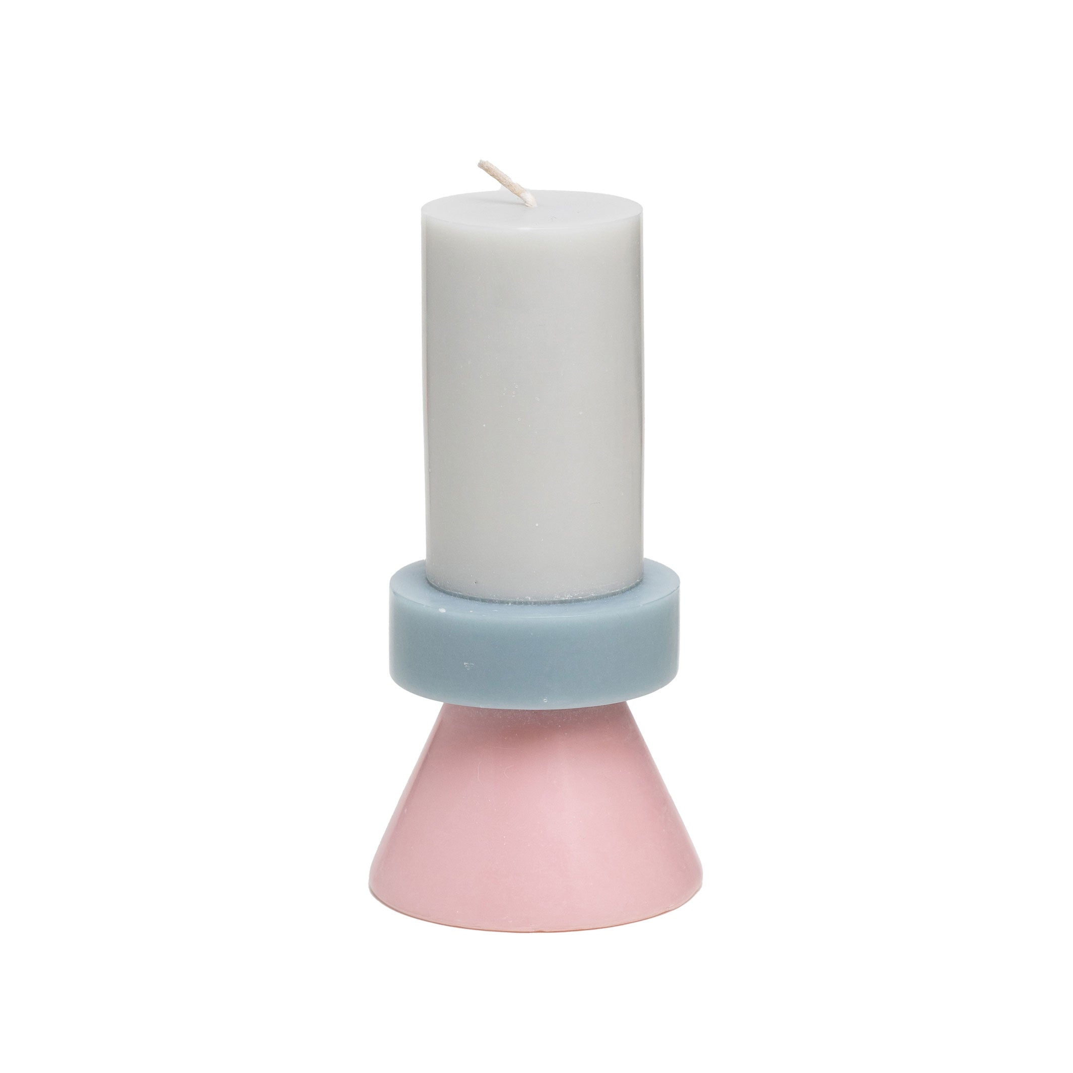 STACK CANDLE TALL | KERZE in Farben lightgrey-pastelblue-softpink | 30 Std. Brenndauer | YOD AND CO