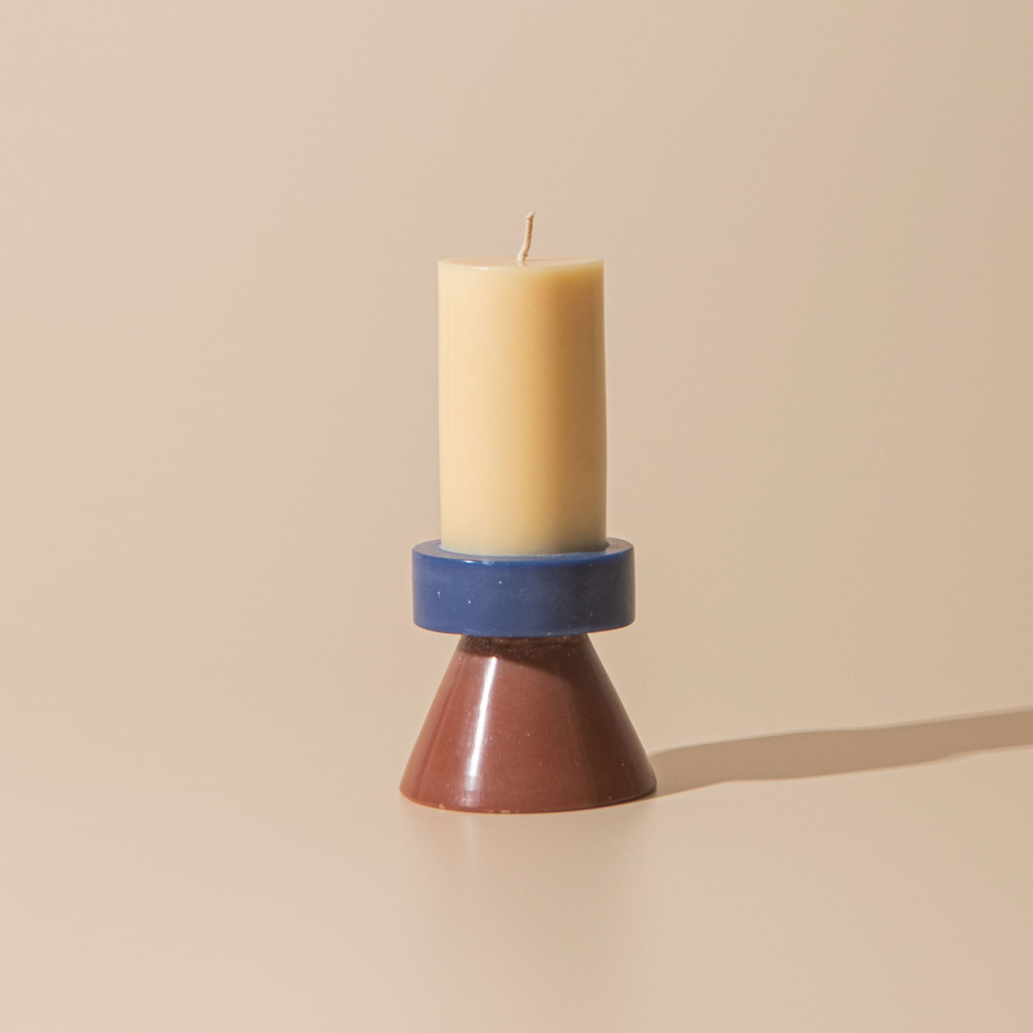 STACK CANDLE TALL | KERZE in Farben banana-navy-chocolate | 30 Std. Brenndauer | YOD AND CO