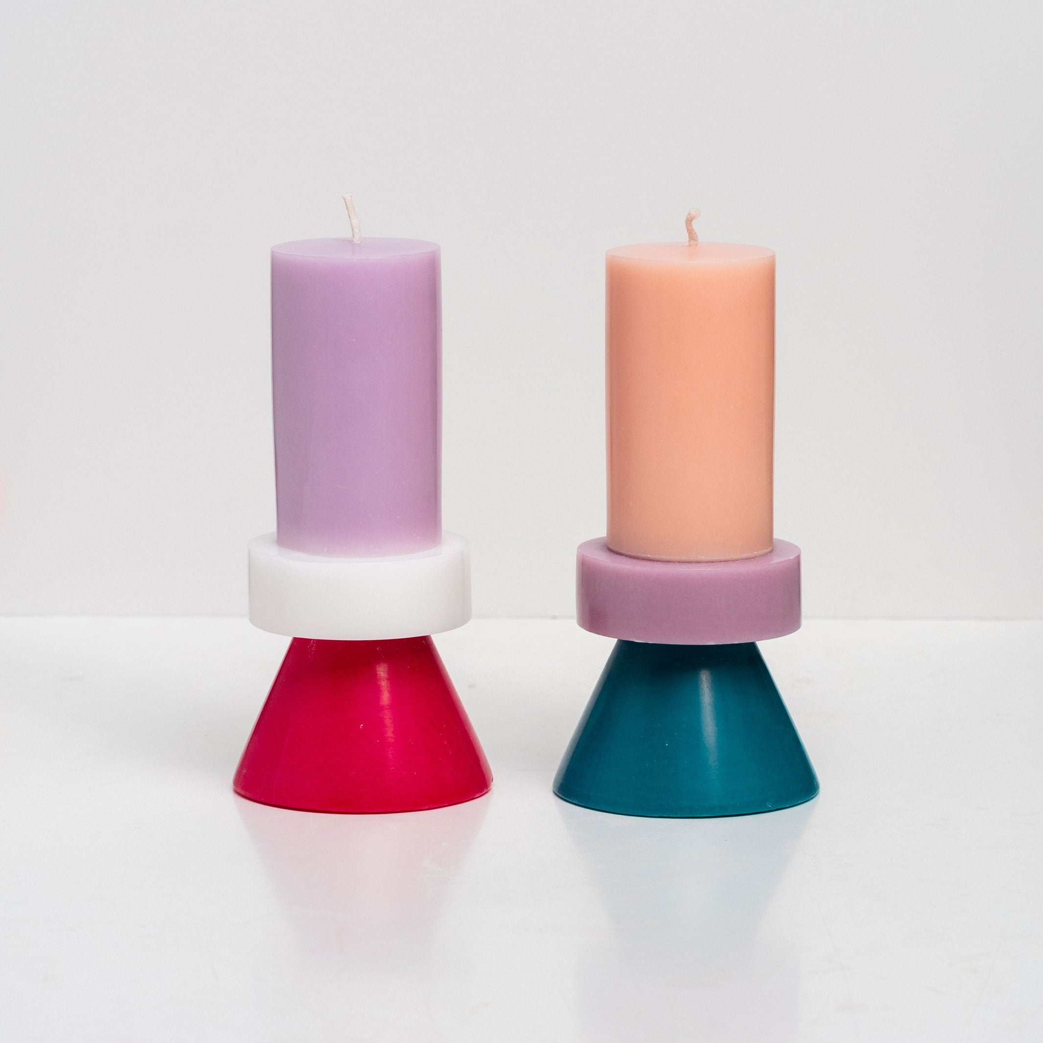 STACK CANDLE TALL | KERZE in Farben blush-pastelpurple-teal | 30 Std. Brenndauer | YOD AND CO