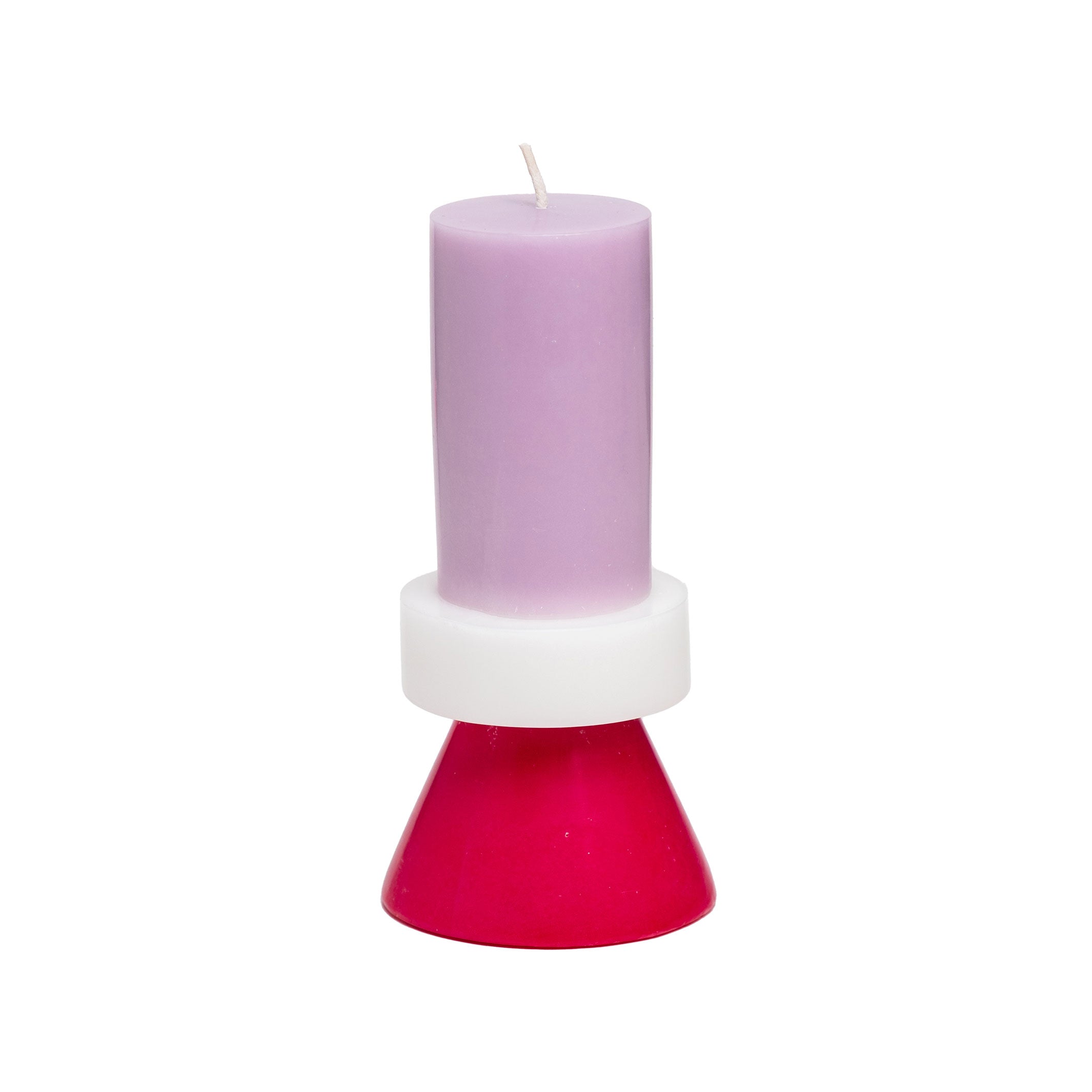 STACK CANDLE TALL | KERZE in Farben violet-white-geranium | 30 Std. Brenndauer | YOD AND CO