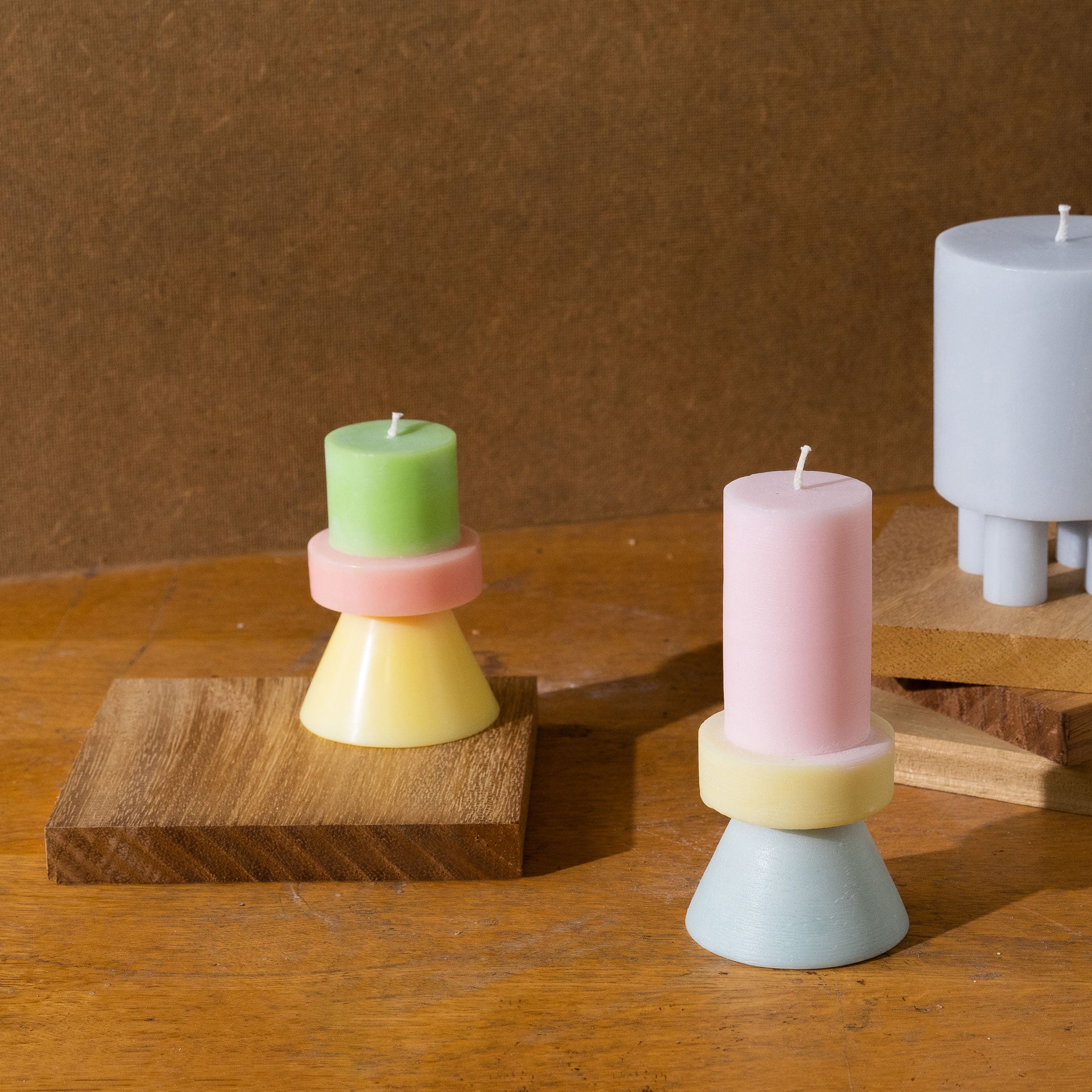 STACK CANDLE TALL | Colors flosspink-paleyellow-mint | 30 hrs. burning time | YOD AND CO
