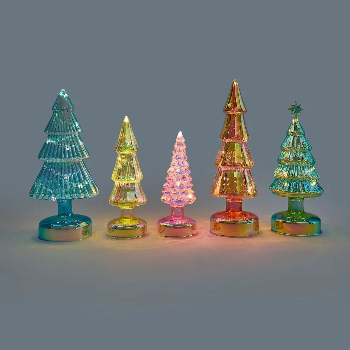 Small Colorful LED GLASS LIGHTED TREES | Glas-TANNENBÄUME mit LED Bele