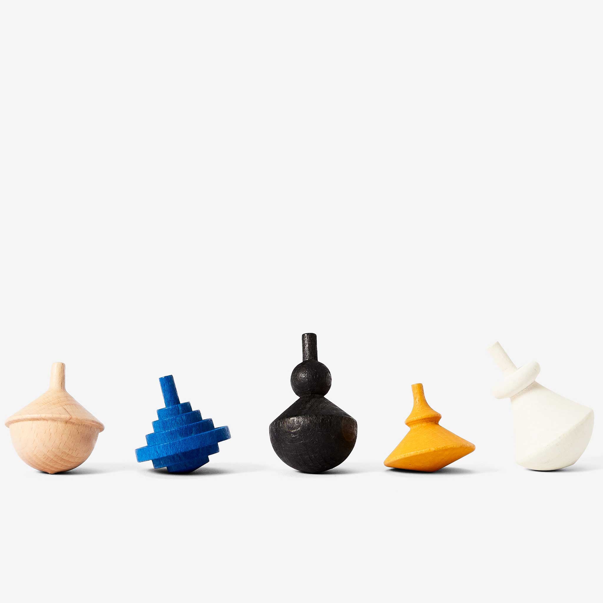 SPINNING TOPS | Set of 5 wooden tops | Kim Pat | Areaware