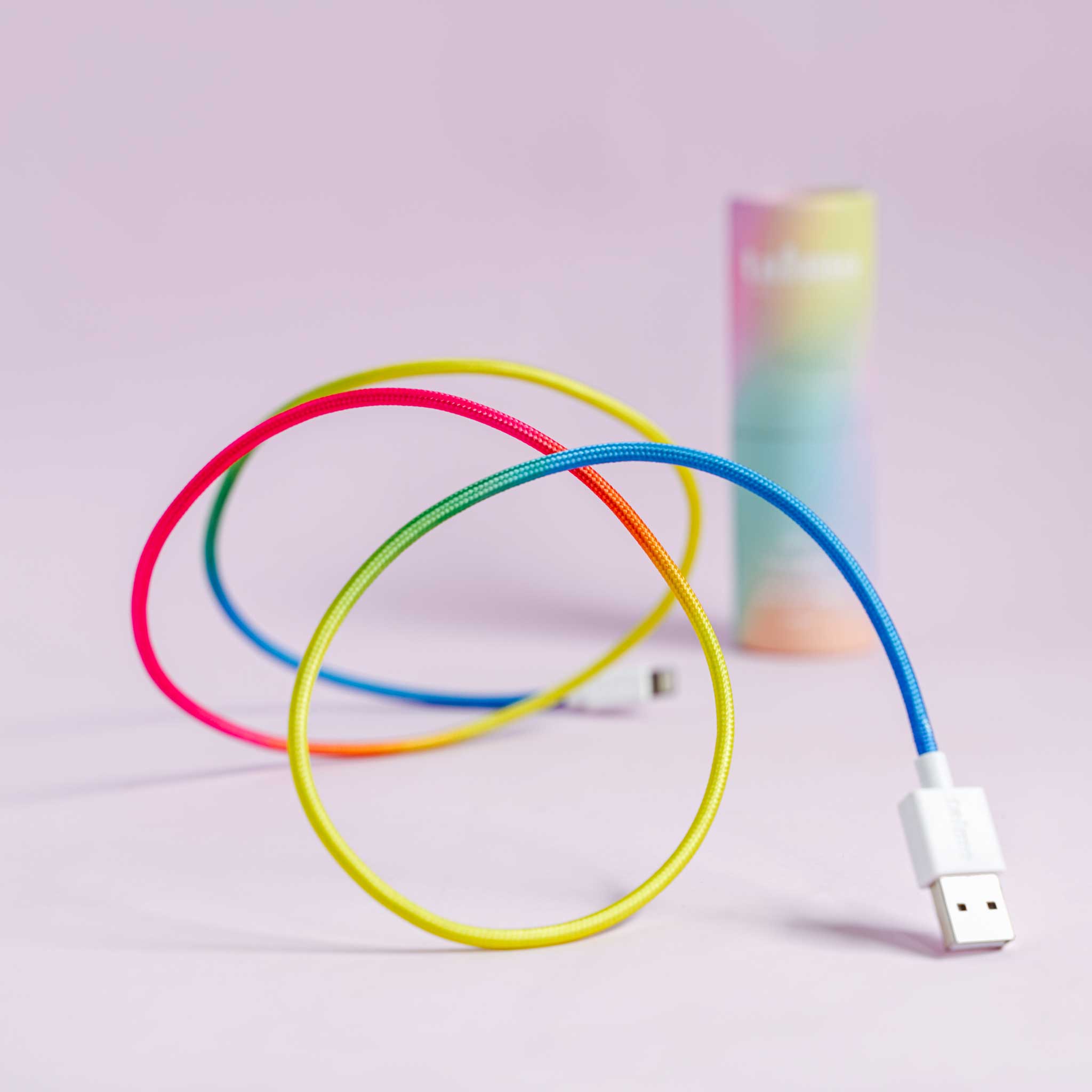 iPHONE USB vers Lightning Textile CONNEXION ET CÂBLE DE CHARGE | 100 cm | COULEURS ARC-EN-CIEL | Talmo