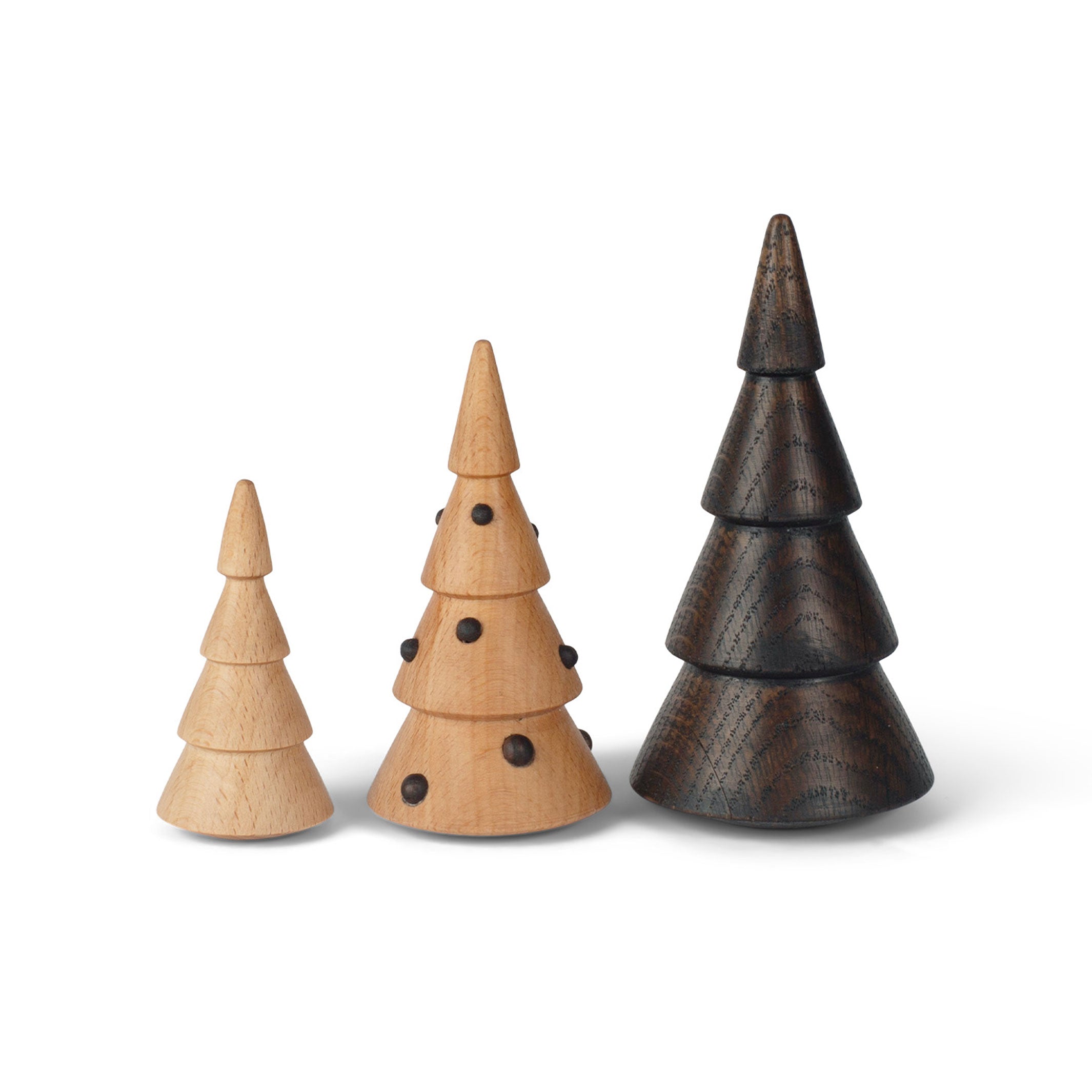 THREE CHRISTMAS TREES | Holz-Deko-WEIHNACHTSBÄUME | 3er Set Stehaufmän | Teelichthalter